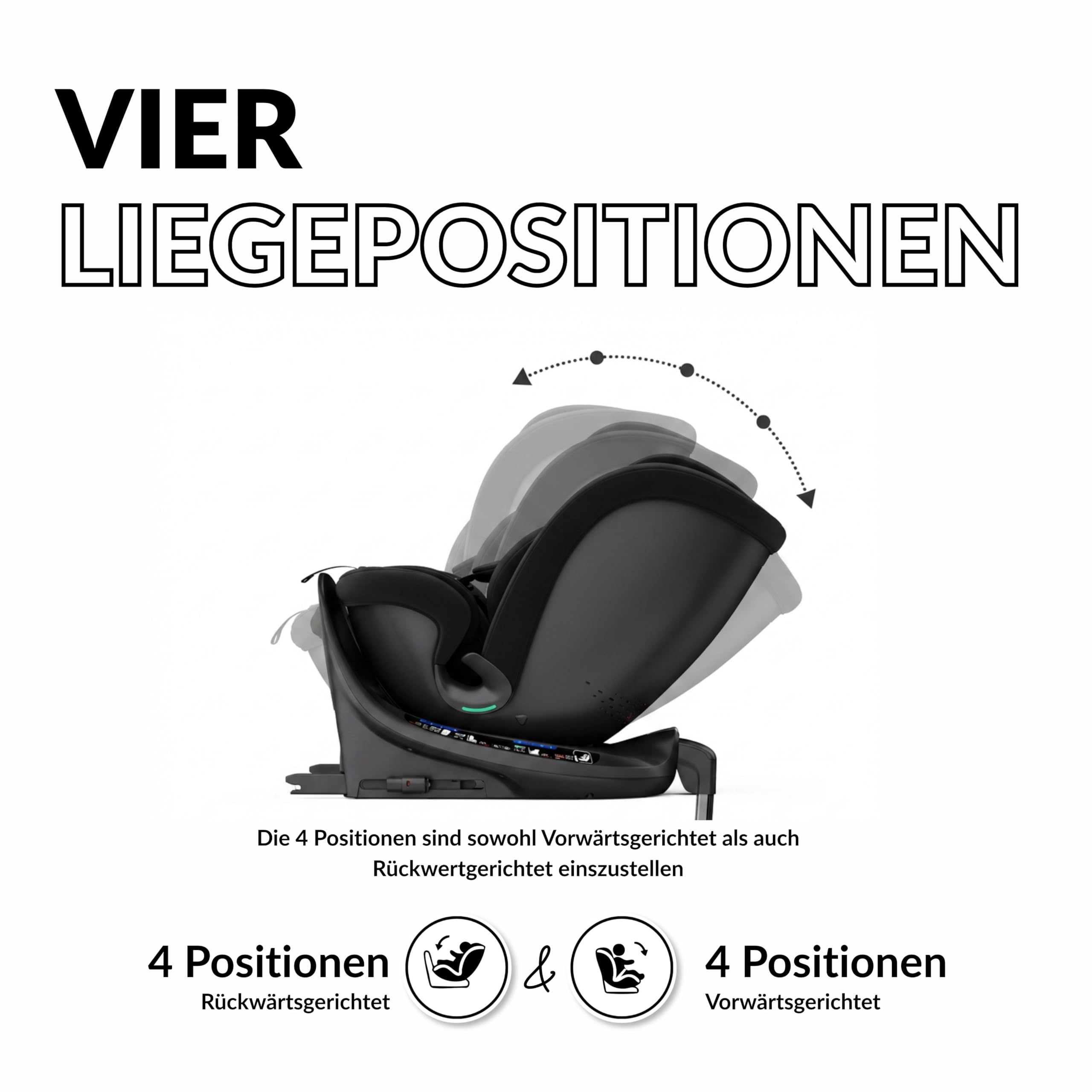 OWEN 360Comfy Kindersitz 360° drehbar Isofix Reboarder 0-36 kg – Schwarz | ECE R129 i-Size geprüft (40-150 cm, 0-12 J.) – Seitenaufprallschutz, Sonnenverdeck, 360° drehbar & rückwärtsgerichtet