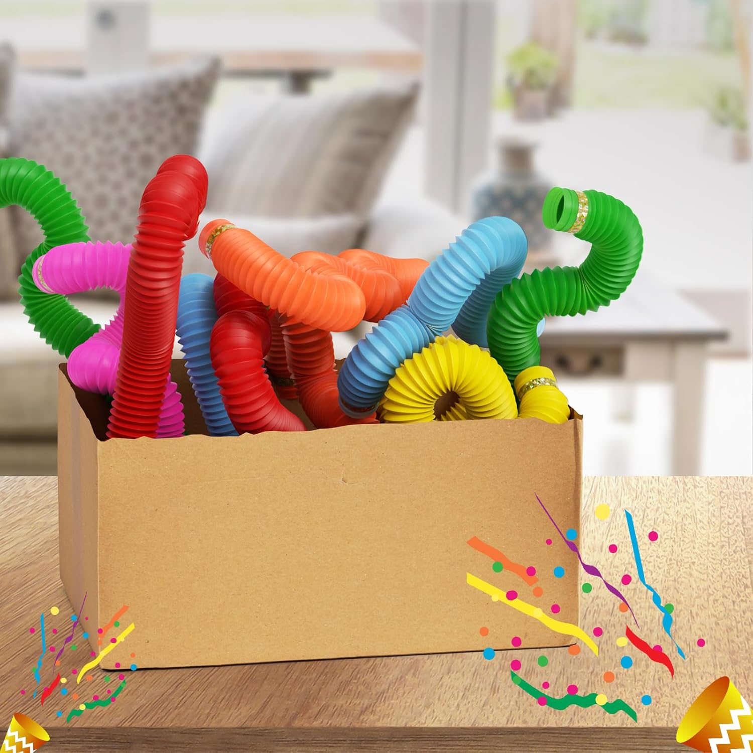 24 PCS Light Up Pop Tubes Glow Sticks, Christmas Halloween Light Toys Party Decorations Supplies Favors for Kids, Sensory Toys Toddler Learning Activities for Boys Girls - Image 8