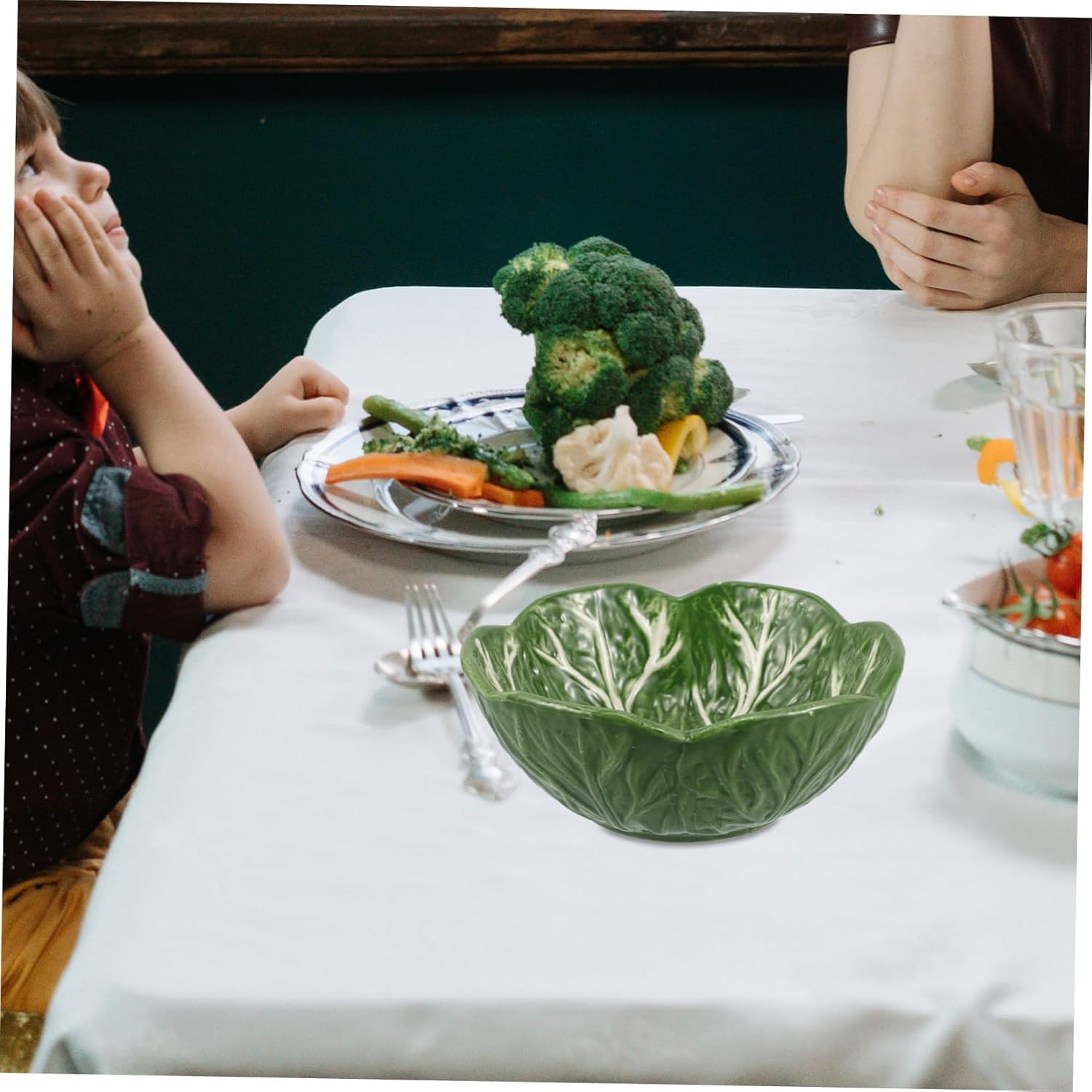 Ceramic Cabbage Plate Vintage Dessert Tray for Pastries Snacks Fruits Adorable Serving Dish for Home Hotels and Tea Rooms Easy Maintenance