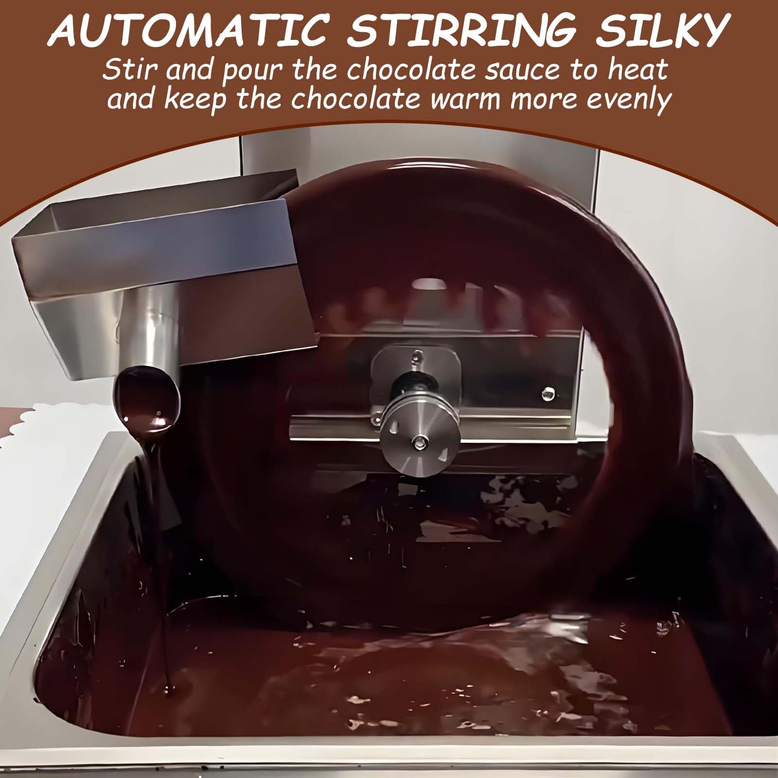 Macchina per Fusione del Cioccolato da 1000 W, con Ruota di Miscelazione del Cioccolato da 60 W/Display A LED/Temperatura Regolabile/Serbatoi Rimovibili/Copertura Antipolvere