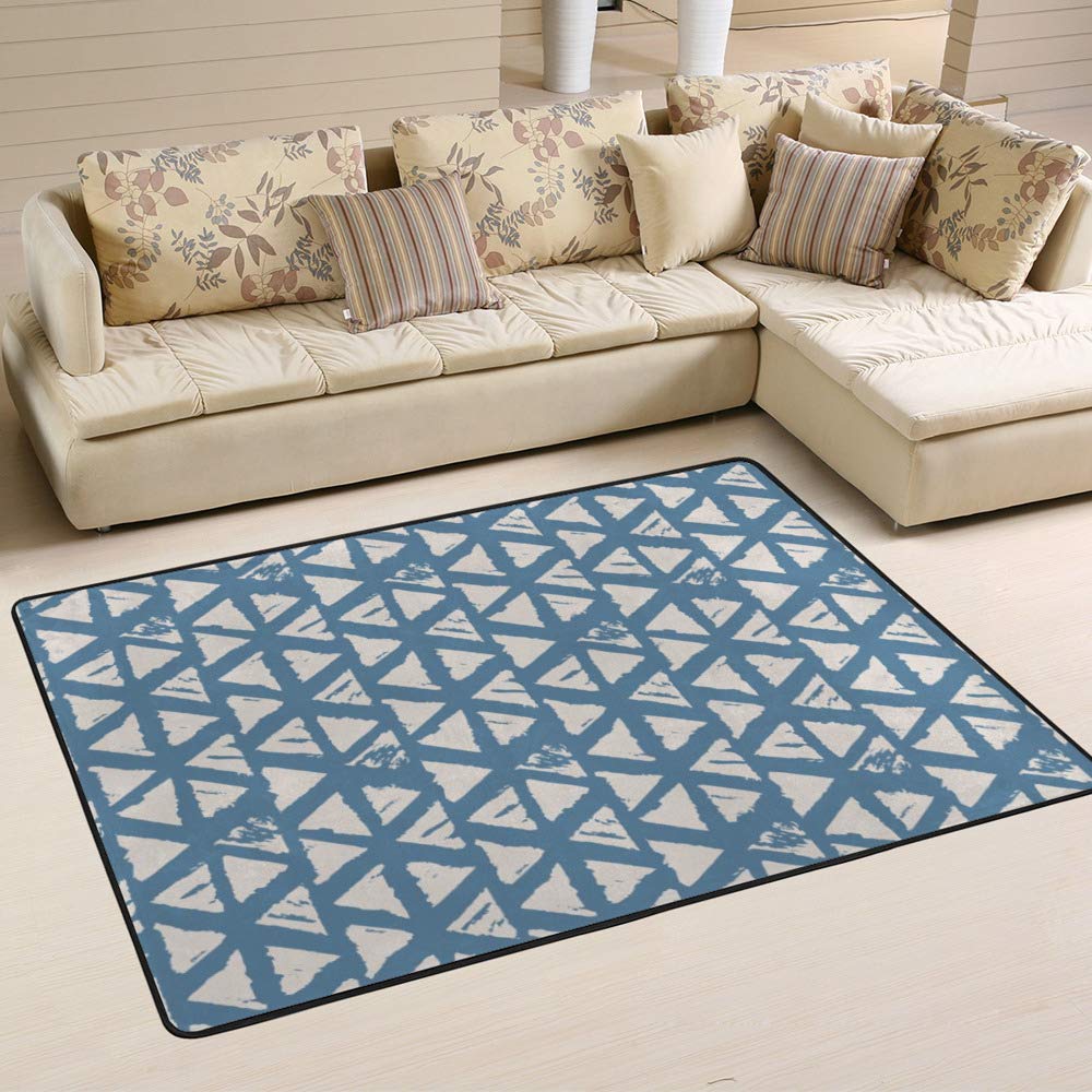 Tapis salon anti-tache durable motif triangle aquarelle 80x58