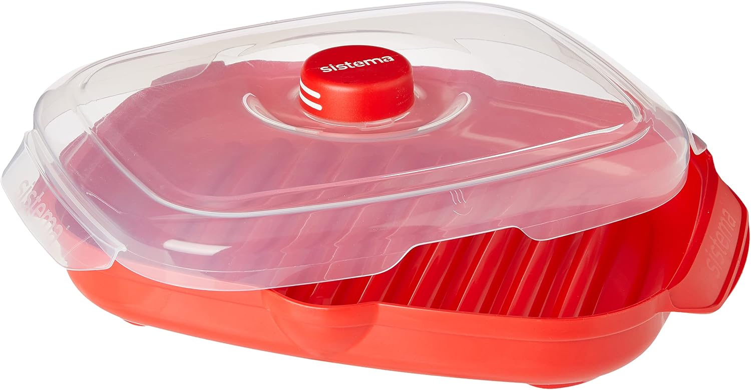 Sistema Microwave Easy Bacon, 28.7 x 21.9 x 7 cm, Red