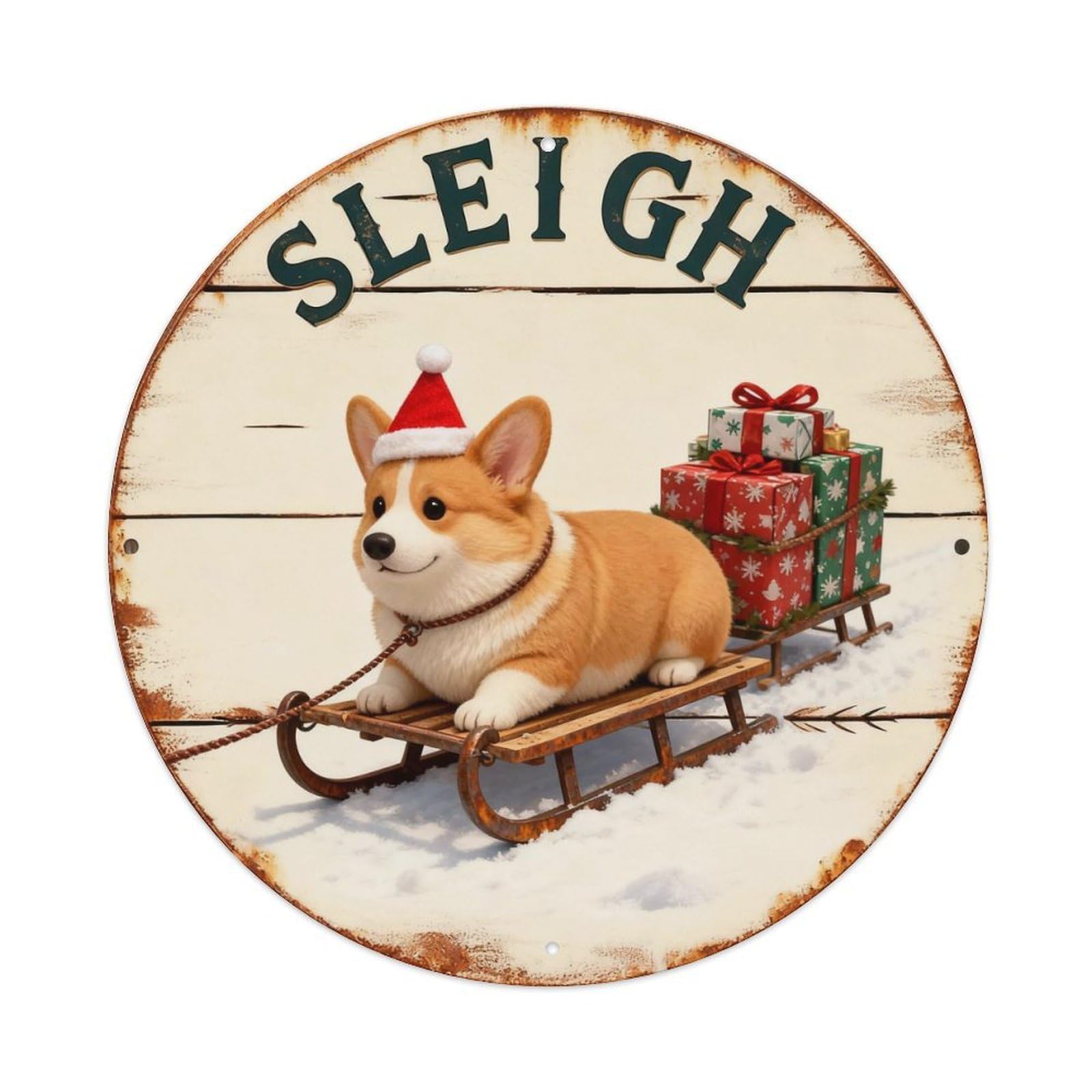 Sleigh Sign Metal Tin Sign Plaque