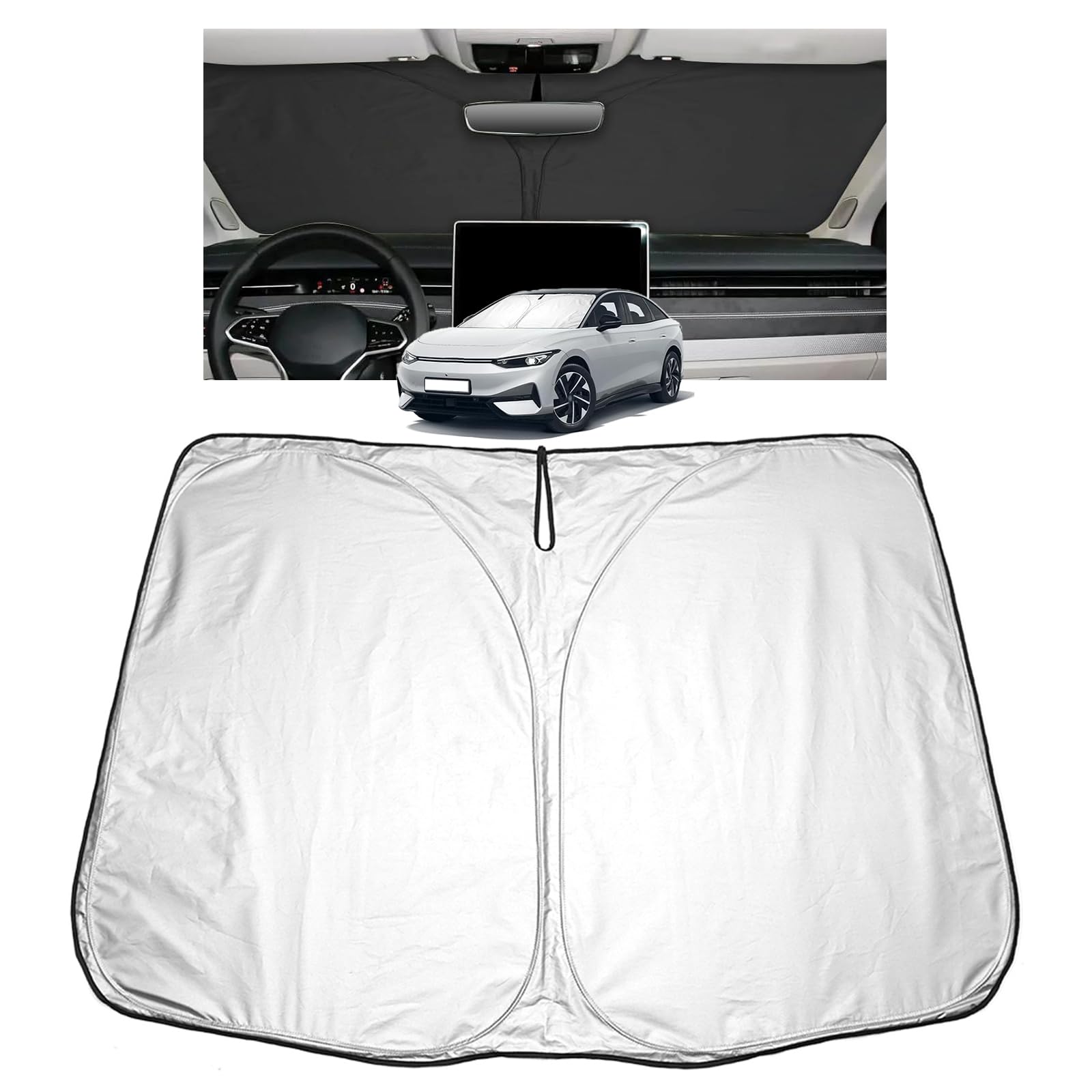 [Upgrade] GAFAT Kompatibel mit VW ID.7 2024 2025 2026 Sonnenschutz Frontscheibe Innen, ID.7 GTX Tourer Windschutzscheibe Sonnenschirm Sonnenblende, Abkühlung, UV Schutz, ID7 Zubehör 2025