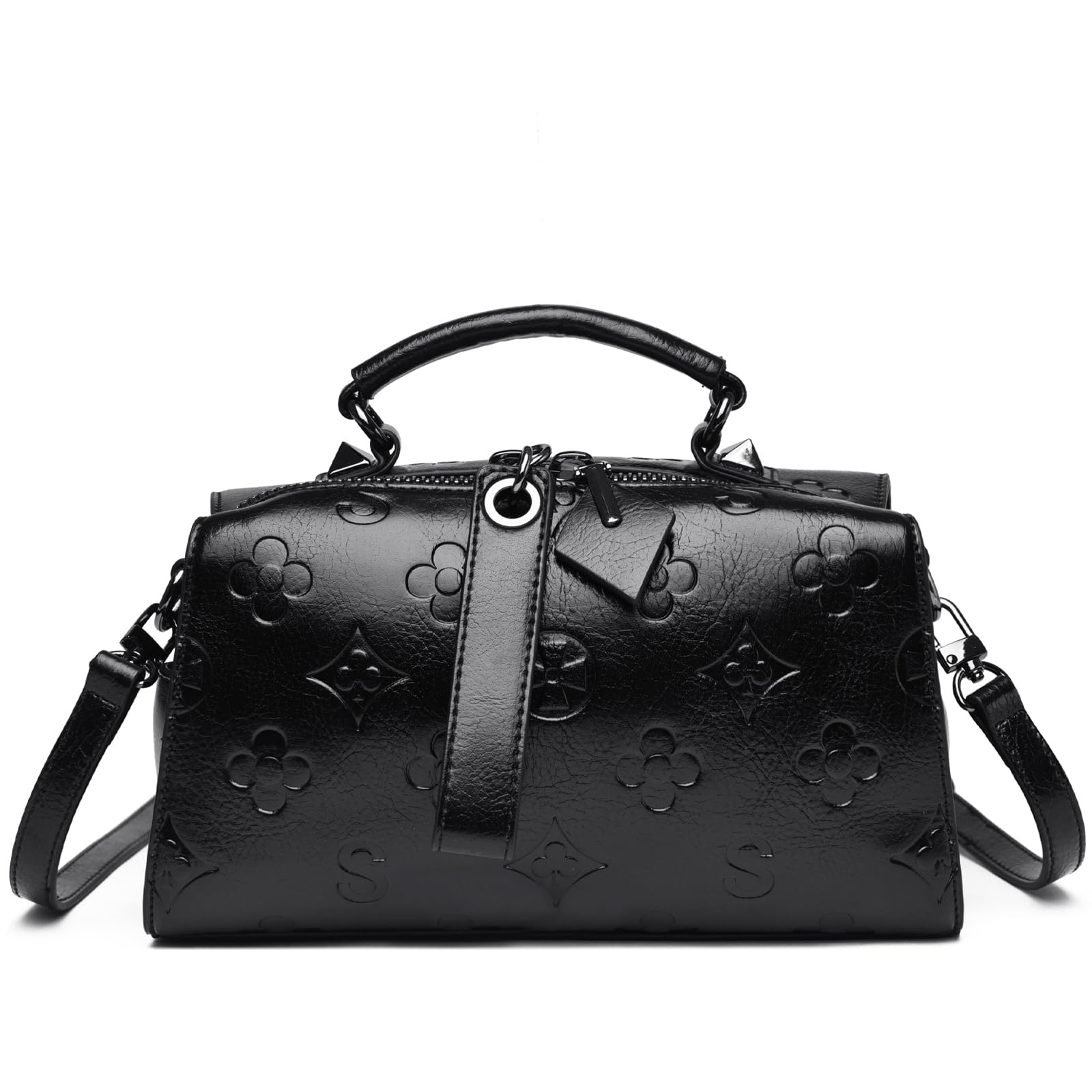 Travistar Bolsos y monederos cruzados para mujer – Bolso pequeño de cuero en relieve con asa superior para el hombro