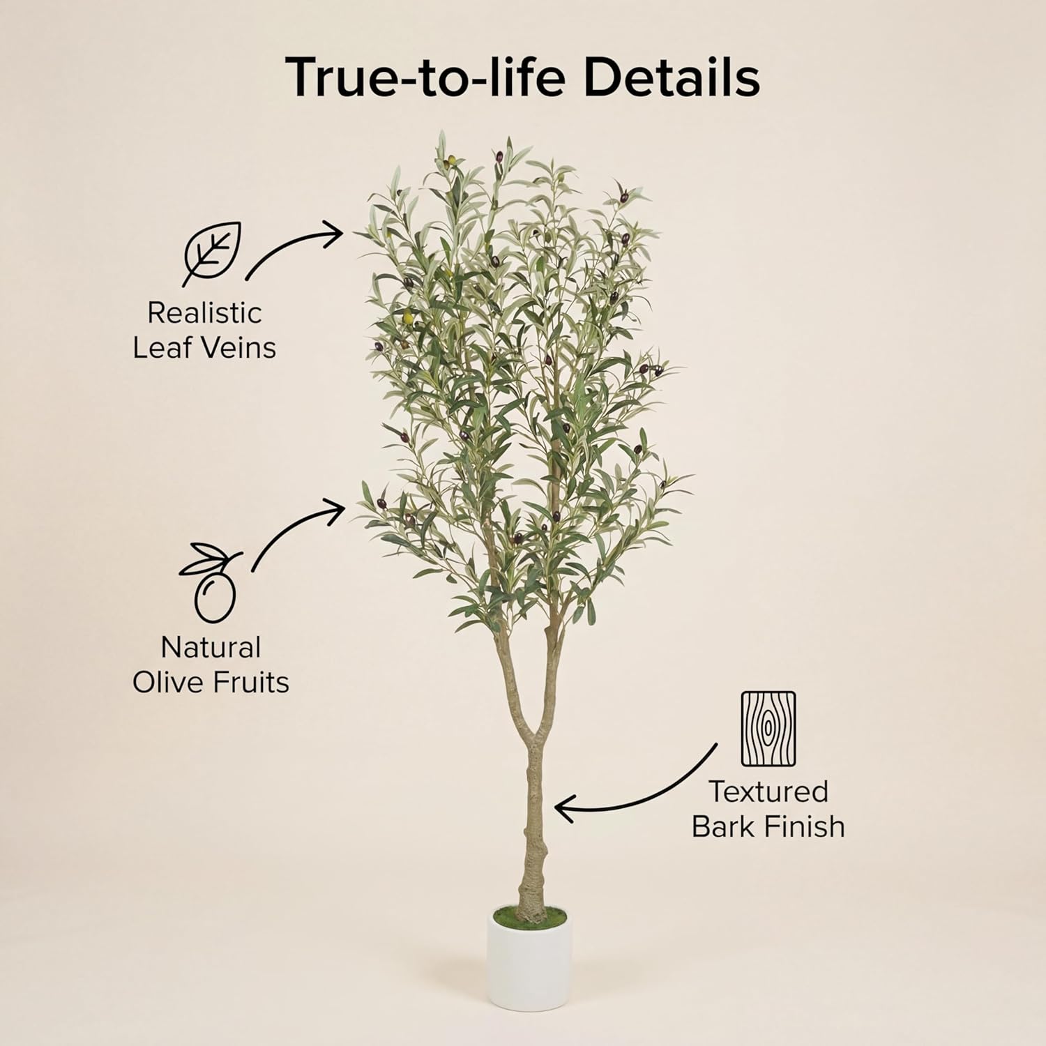 Faux Olive Tree, 6FT Artificial Olive Trees with Lifelike Olive Branches and Fruits, Fake Floor Plants with Pot for Indoor Home Office Living Room Outdoor Decor