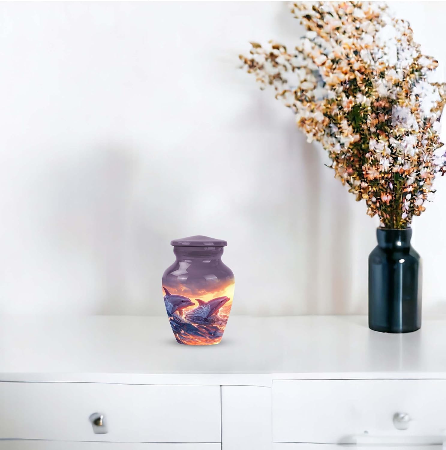 Dolphin Urn for Ashes for Women - Cremation Keepsakes for Ashes - Mini Urn Sets - Urns for Women Human Ashes - 3 Inch Urns for Human Ashes Keepsake - Funeral Ashes Urn (Size - 3inch,1pcs)
