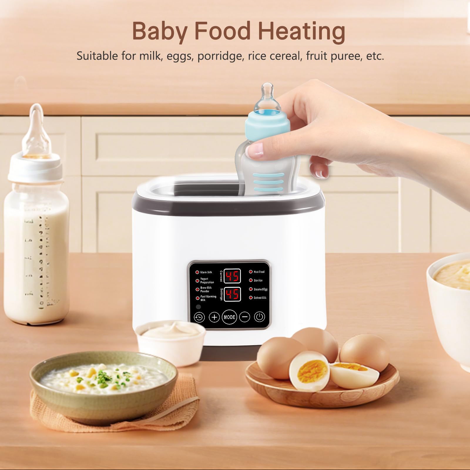 8in1 Sterilisator für Babyflaschen & Flaschenwärmer, Fernbedienung | Passend für 4 Flaschen. 100°C Sterilisation, 3-8 Min Aufwärmen, 24h Timer & Warmhalten. Mit sicherer Abschaltautomatik.