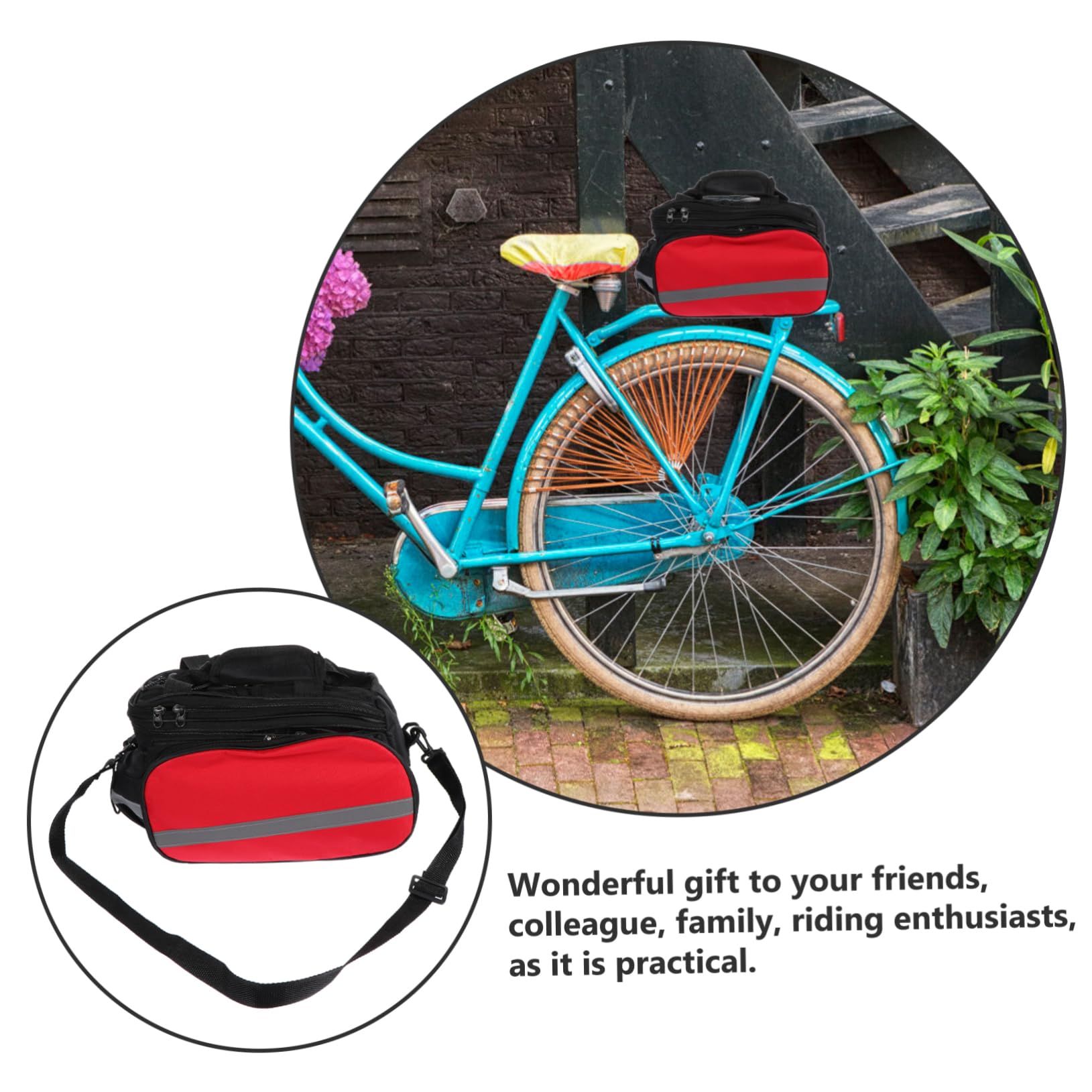 Borsa Portapacchi Posteriore per Bicicletta, Grande Capacità in Oxford | Tracolla Riflettente, Struttura, Rosso, per Trasporto Merci e Uso Quotidiano su Bici