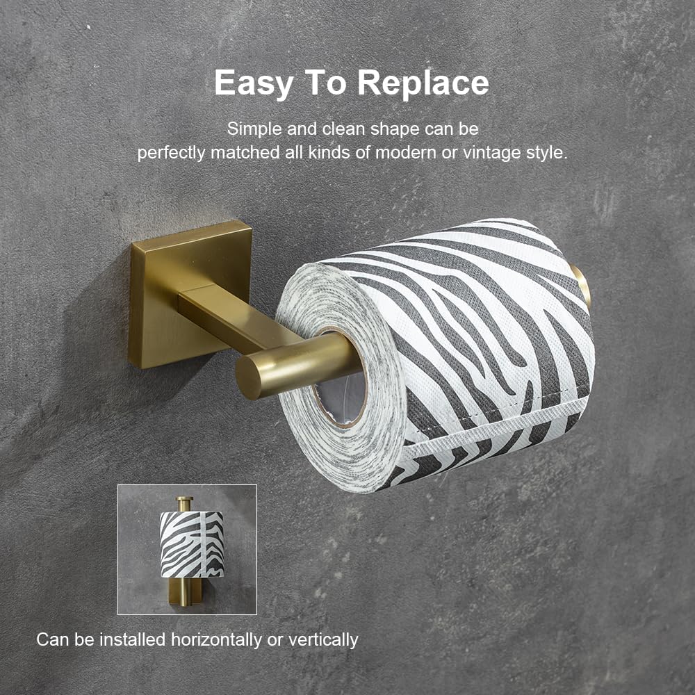 Wall-Mount Toilet Paper Holder, Open Arm, Brushed Gold image 3