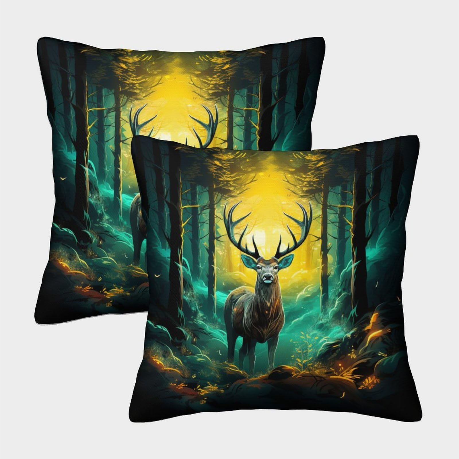 kaiyun 2 Pack Jungle - Moose Pillow Case Home Decoration Sofa Cushion Cover 40x40cm