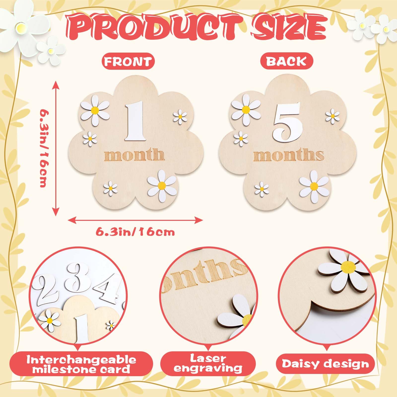 Tie Rod End 13-Piece Baby Monthly Milestone Cards - Boho Rainbow Wooden ...