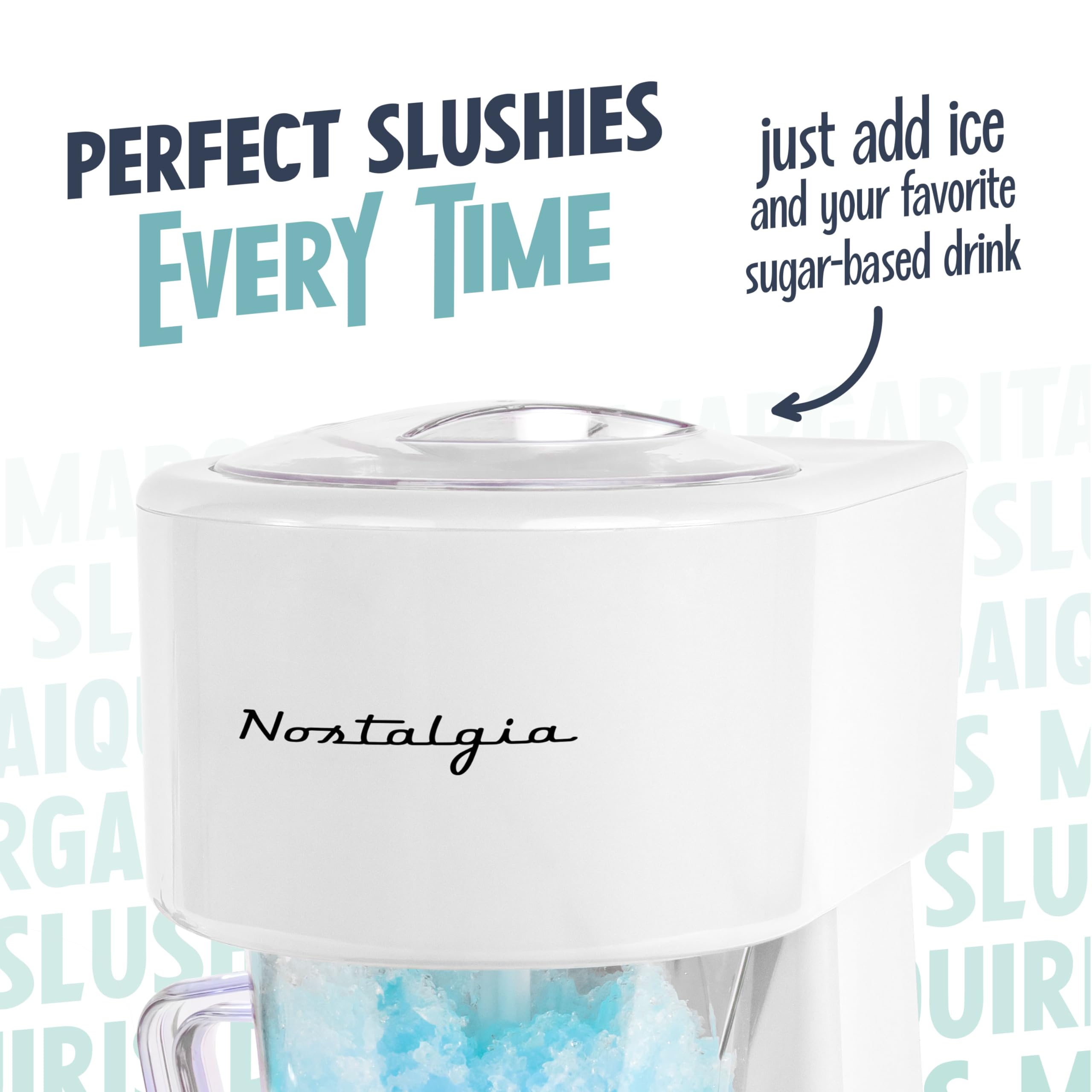Nostalgia Station de conservation glacée rétro de 40 oz - Machine à granités et rasoir à glace avec mélange automatique pour soda, cocktails et margaritas - Utilisation facile et sûre - Blanc