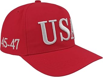 Trump 45-47 USA Hats for Women Men, MAGA Structured Patriotic Baseball Cap Adjustable Embroidered American Flag Hat