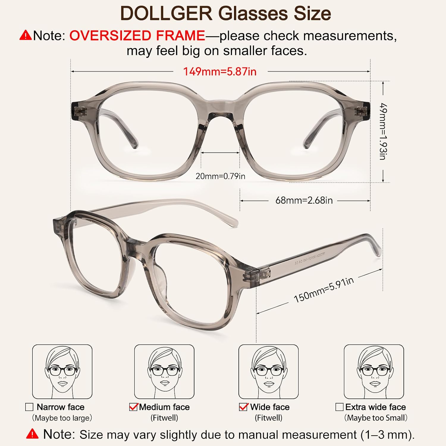 Dollger Oversized Blue light Glasses for Women Square TR90 Frame image 4