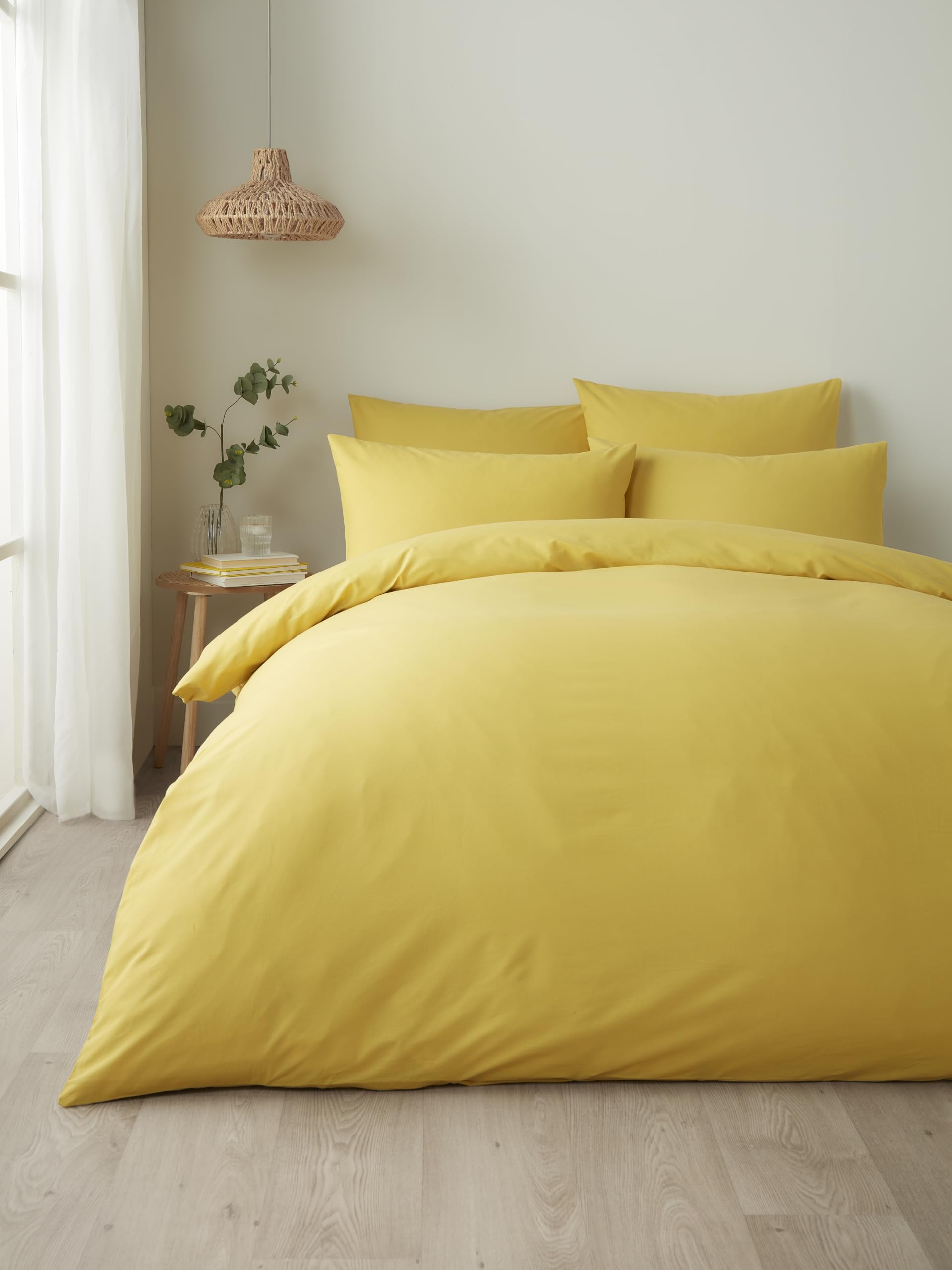 Appletree Yellow Duvet Cover Sets - King Bedding Size (230 x 220cm) - Light Yellow Plain Duvet Cover Bedding - Soft & Luxury 100% Cotton