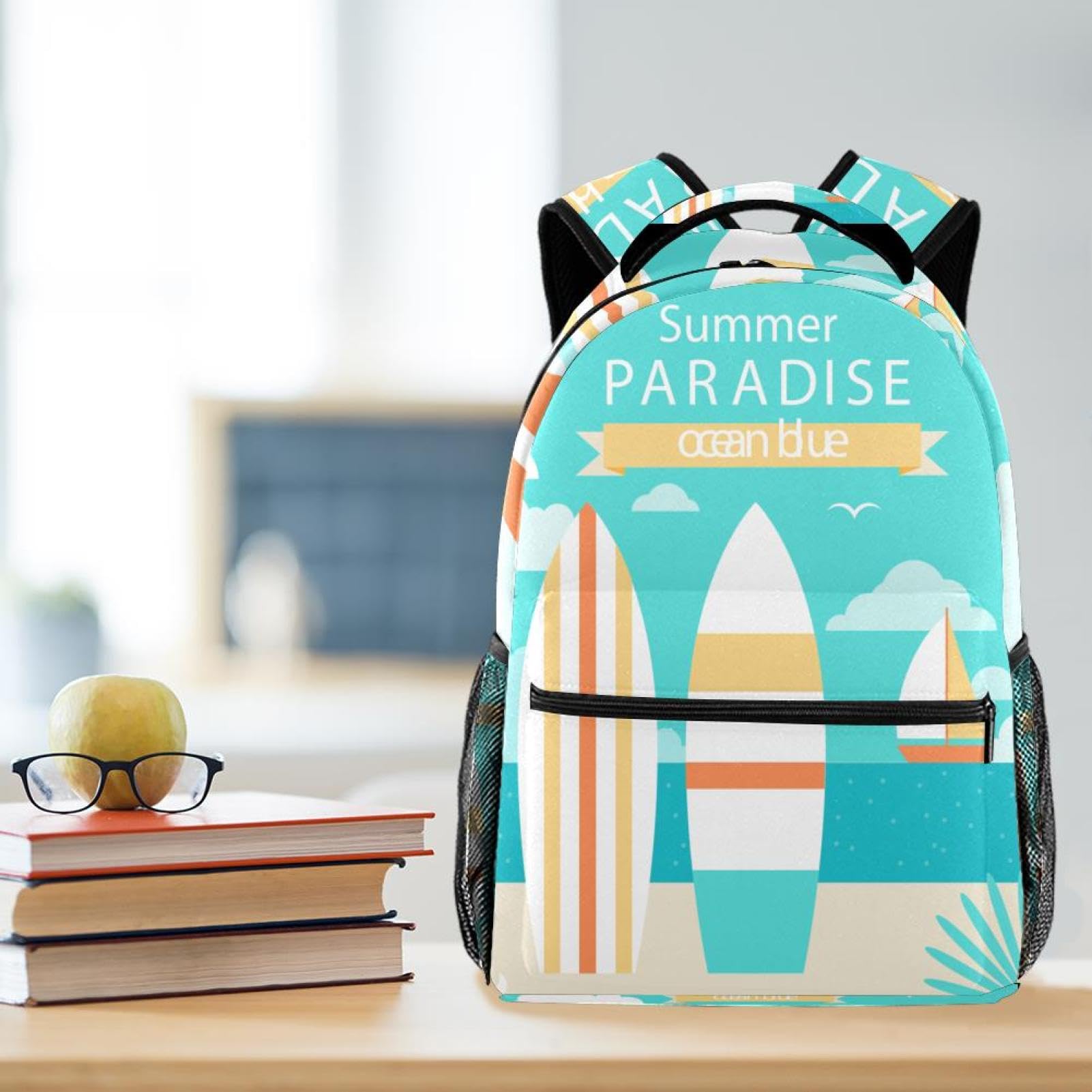 Zaino per computer portatile, vacanze estive, surf, zaino per scuola superiore, resistente all'acqua, zaino da viaggio e escursionismo