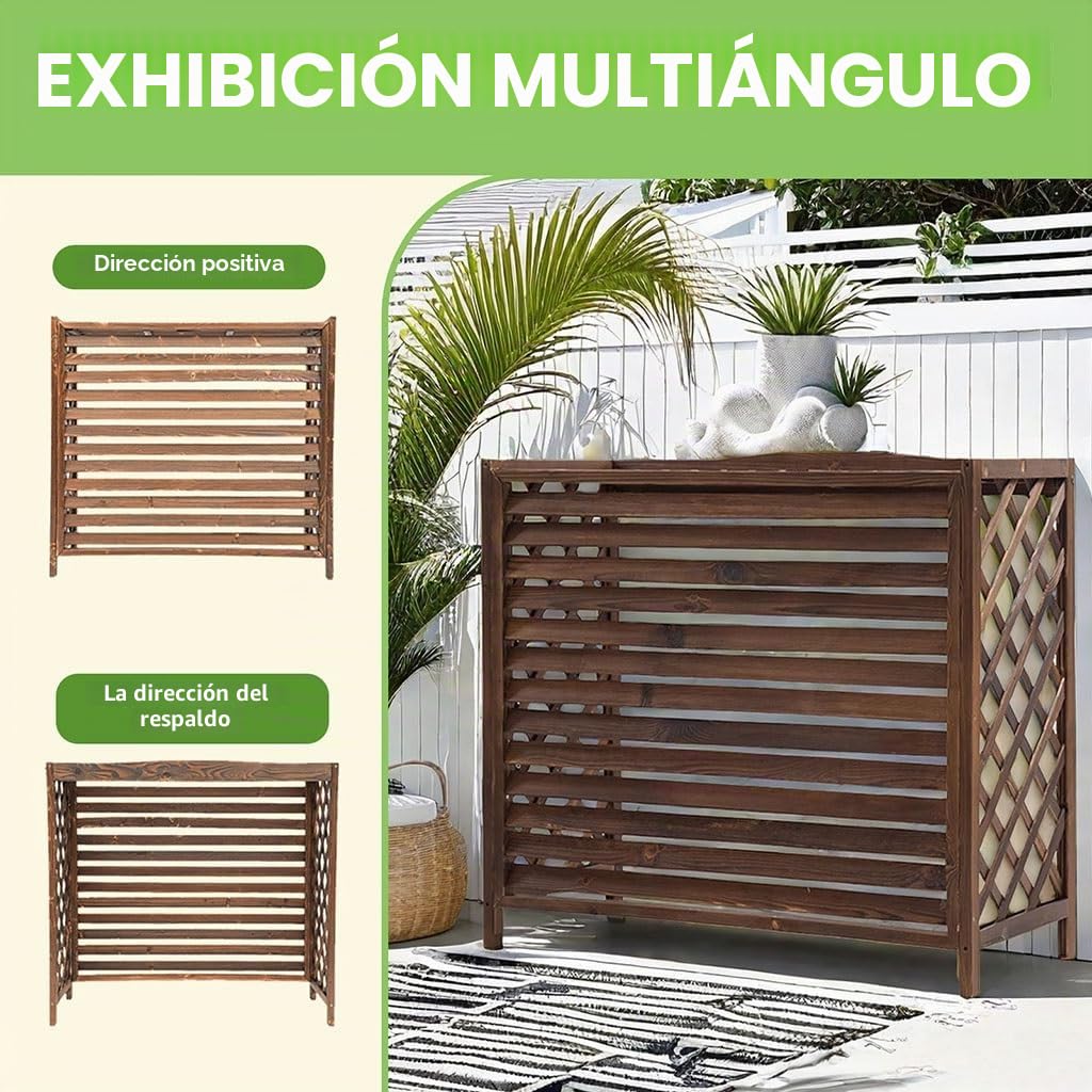 Cubierta De Aire Acondicionado De Madera Maciza Elegante Y Resistente Que Ofrece Protección Duradera Y Diseño Atractivo para Exteriores(120x57x100cm)