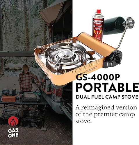 Miniatura 2 de Gas ONE GS-4000P - Estufa de campamento - Estufa de propano o butano de primera calidad con práctica funda de transporte - Patentada - Ideal para