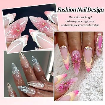 Solid Builder Gel for Nails Clear and Aurora Pearl White | Non-Sticky Hand Sculpting Gel for Nail Art,Hard Gels for Nails Modeling,Carving,Nail Extension, Manicure DIY At Home