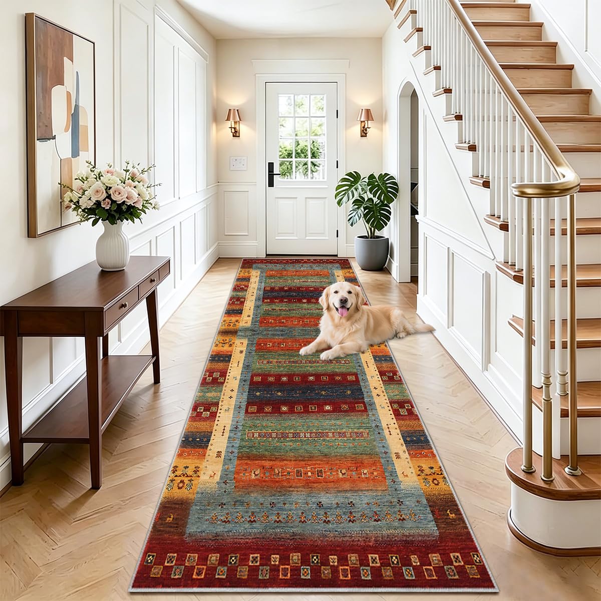 AYHSMNOU Extra Long Runner Rugs for Hallway Narrow Rugs Entrance Mat Non-Slip Back Large Runner Dirt Trapper Carpet 50 x 350cm Washable Carpet Runners for Hallway Kitchen Living Room