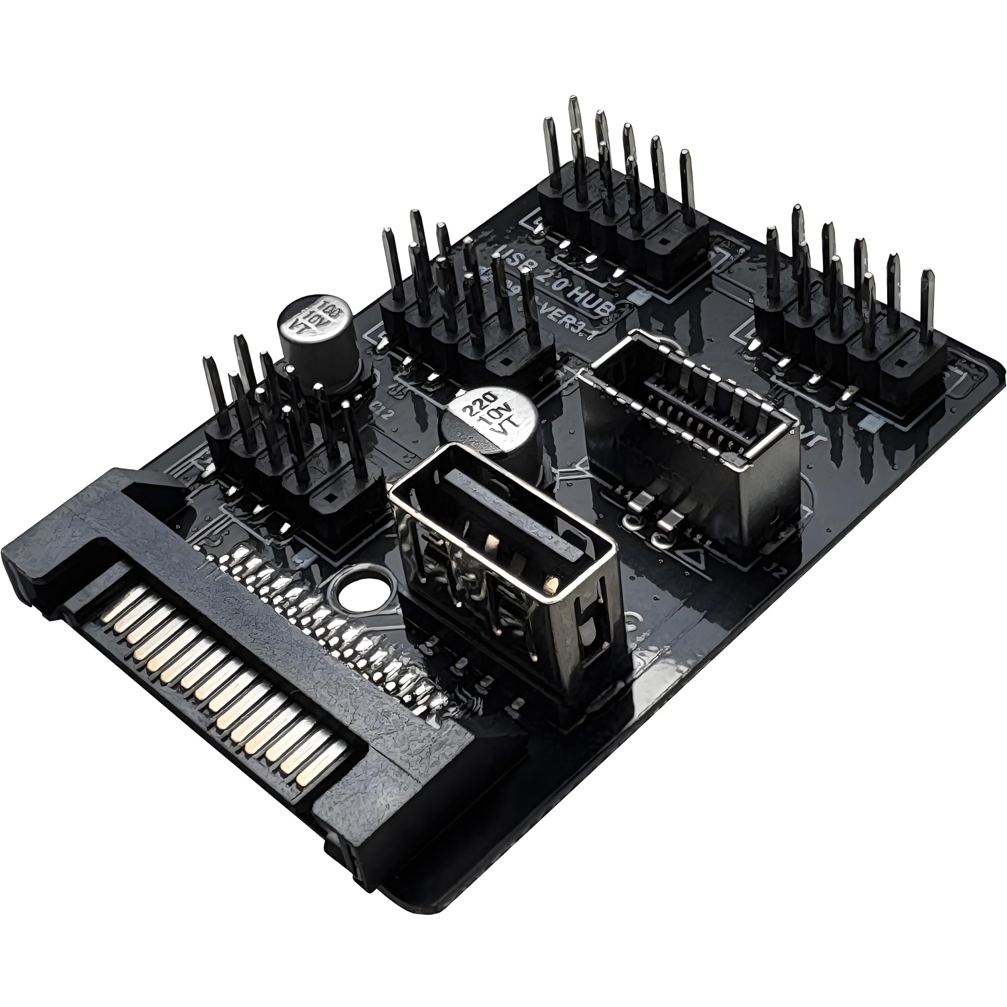 Hub USB interno de 5 puertos, placa base 9pin USB 2.0 Header Splitter, USB 2.0 a USB 3.2 Gen 1 adaptador de cabecera. 9