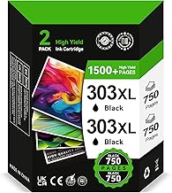 303 XL Cartouches d'Encre Noire - 2X 750 Pages, Cartouche 303 Noir Remplacement pour Encre HP 303 Noir Originale, 303XL pour Envy Photo 7134 7830 6232 6230 7130 6220 6234 7100 7155 7800 7834 7855 7864