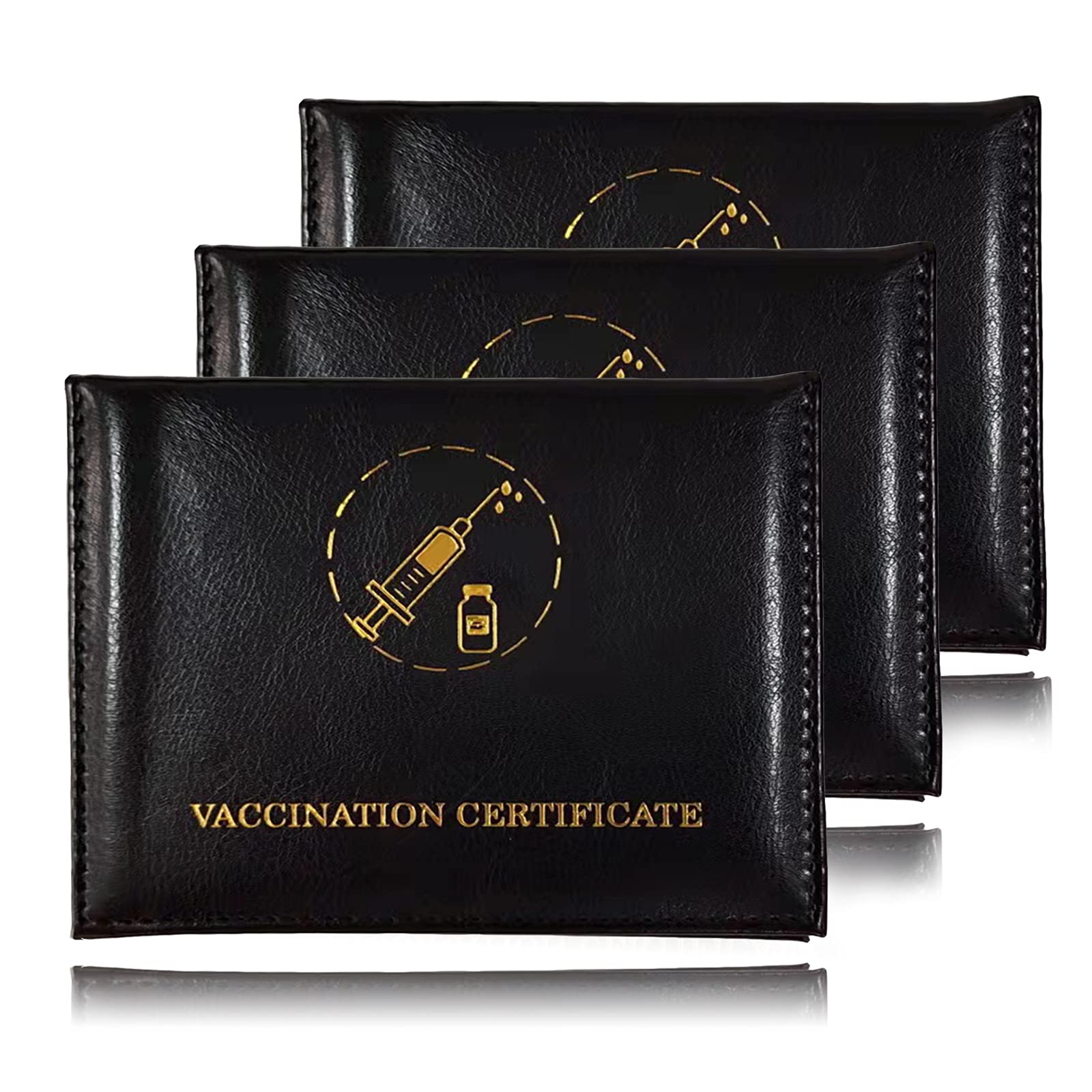 SARSTRY CDC Vaccine Card Holder 3x4 Vaccine Card Protector PU Leather 