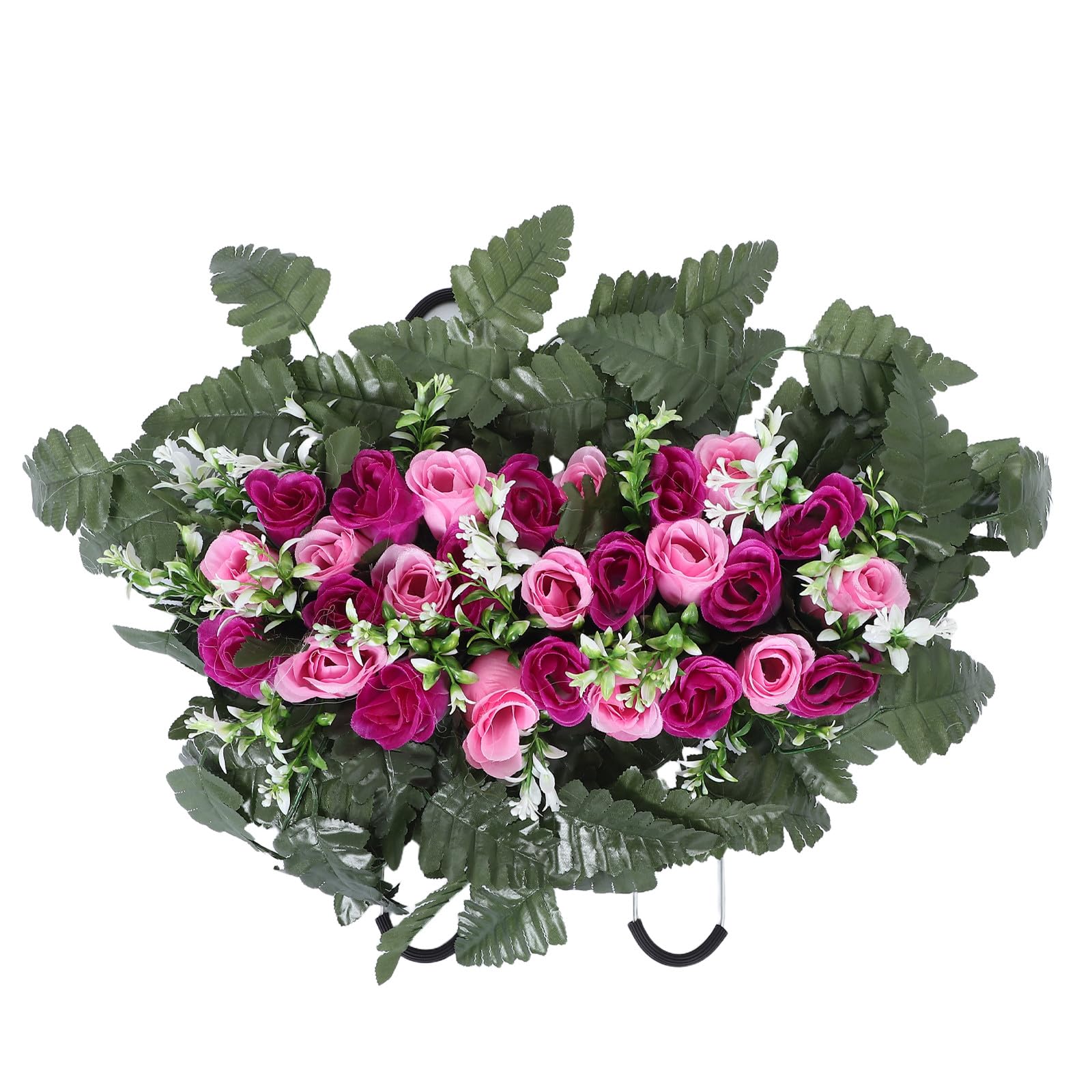 Operitacx Fleurs artificielles pour cimetière, Bouquets de Roses en Soie artificielles pour la décoration de tombes extérieures, résistantes aux intempéries et aux Couleurs éclatantes.
