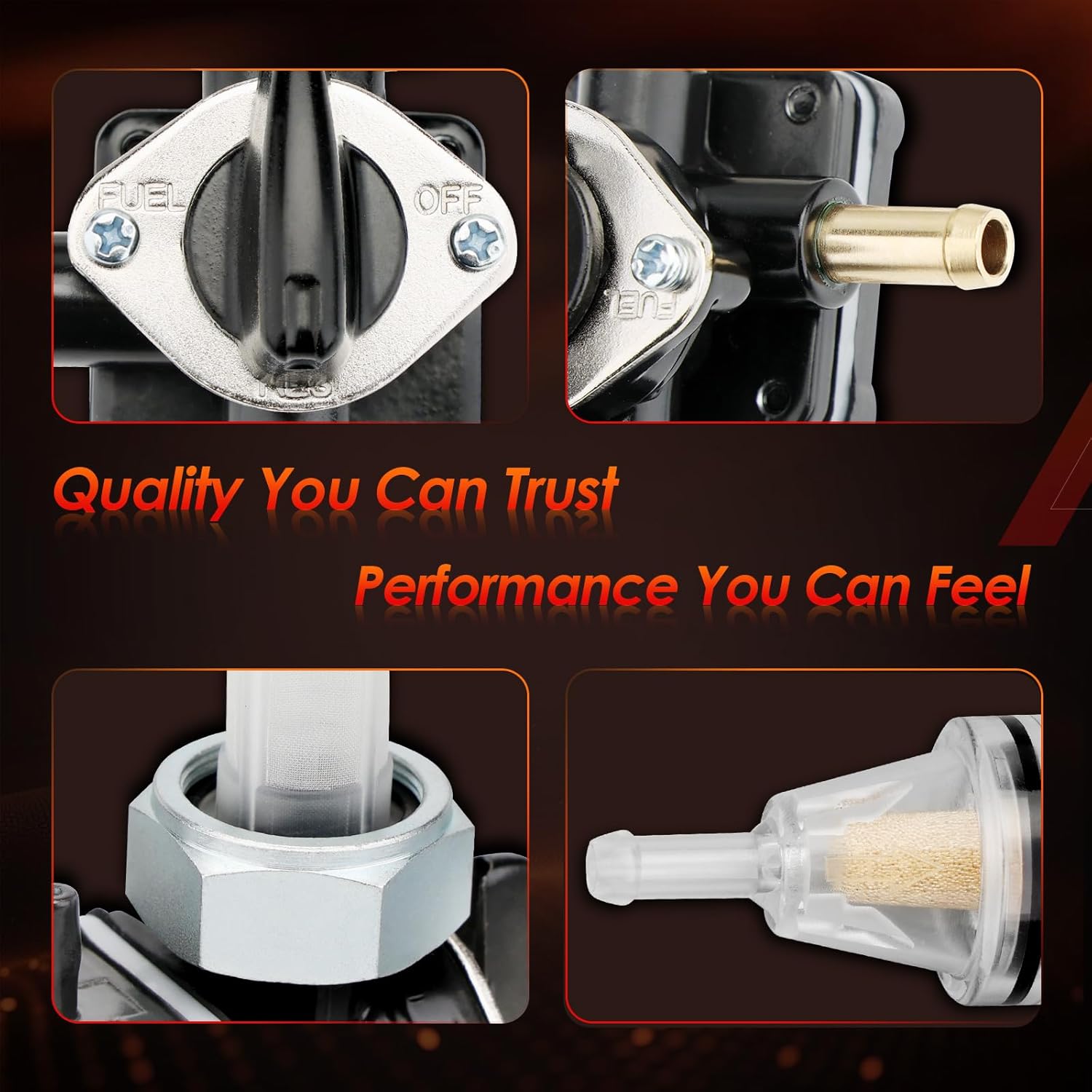 Fuel Valve Petcock with Male Thread, for 1995-2001 Harley FLST FXST FLT FXD, Dyna, Softail, Touring Bad Boy, Gas Tank 22mm Left Exit Shut Off Switch with Hoses Clamps Filter, # 61338-94D