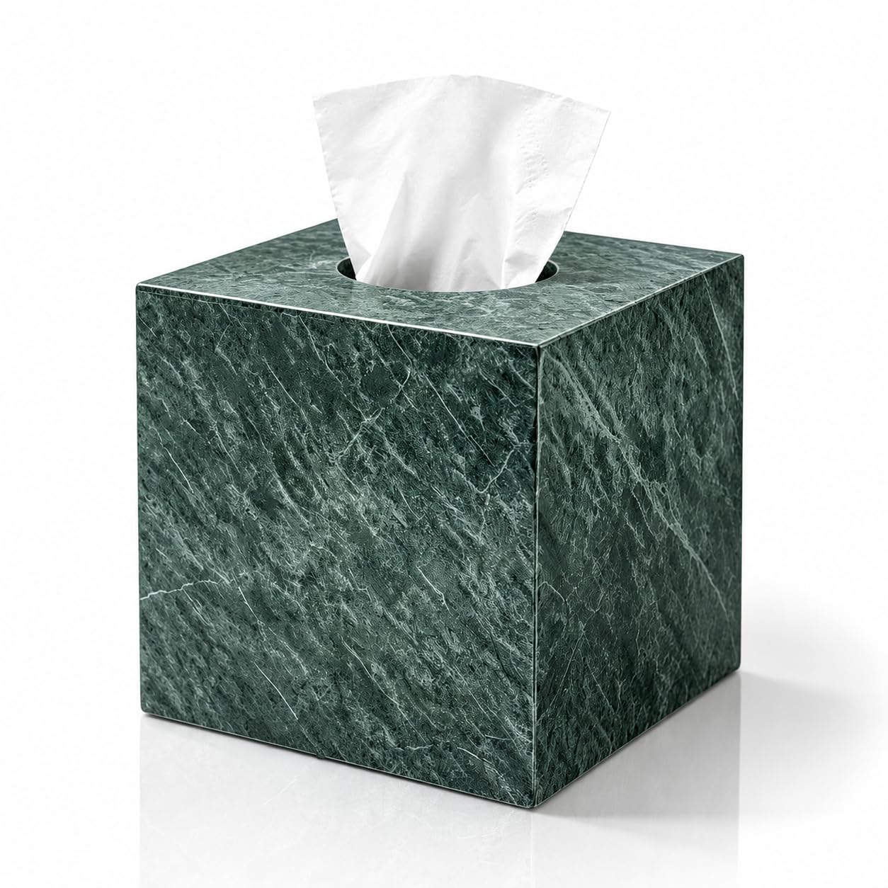 Marble Tissue Box Holder Cover with Open Bottom for Bathroom