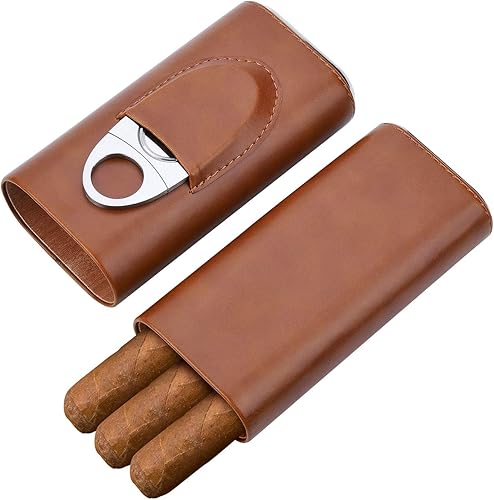 Miniatura 9 de Estuche para cigarrillos con forro de madera de cedro, estuche de viaje para puros, cortador de cigarrillos, caja humidora (negro)