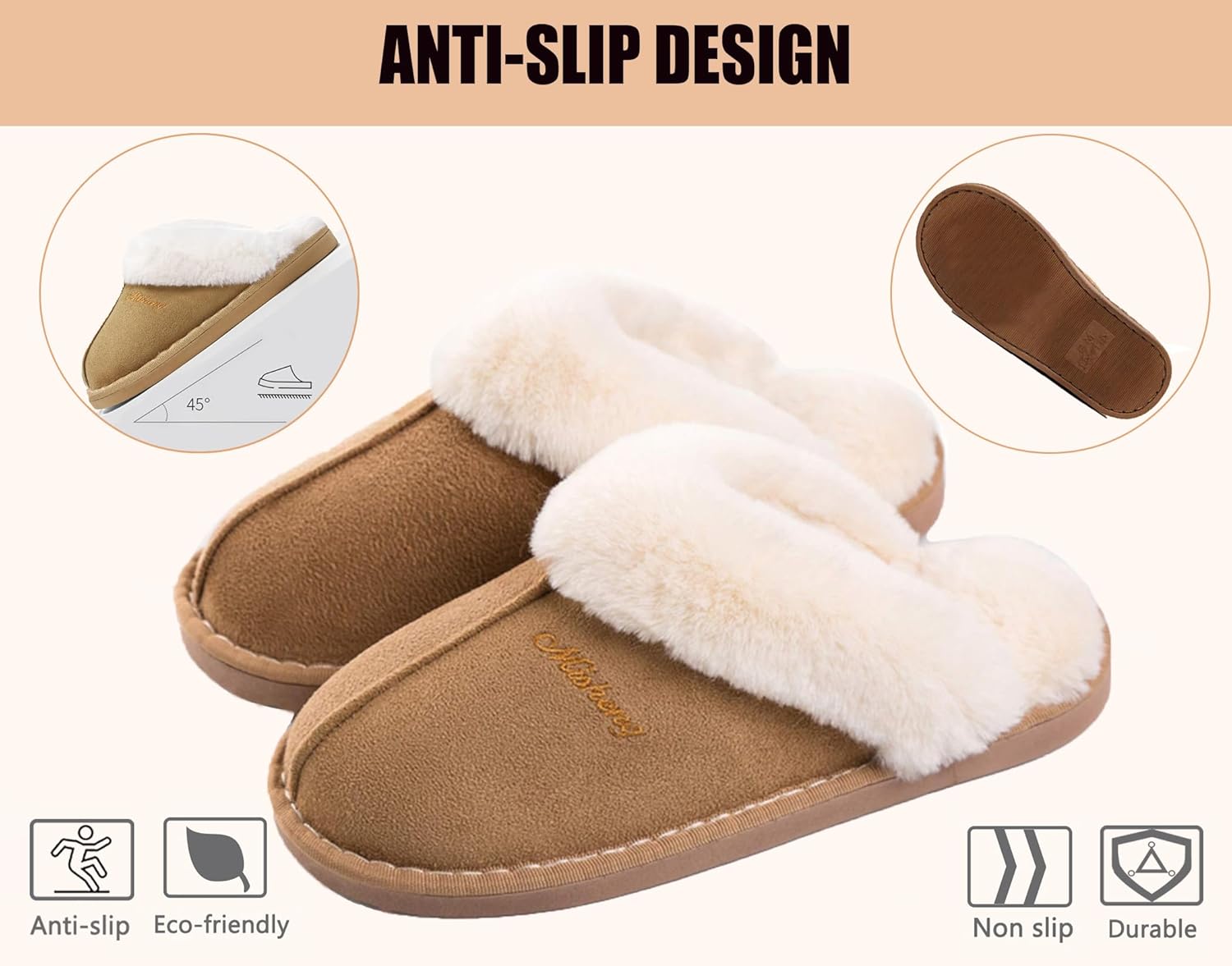 Slippers Women Men Fuzzy House Shoe with Memory Foam Fluffy Comfy Warm Winter Non-Slip Indoor Outdoor - Image 5