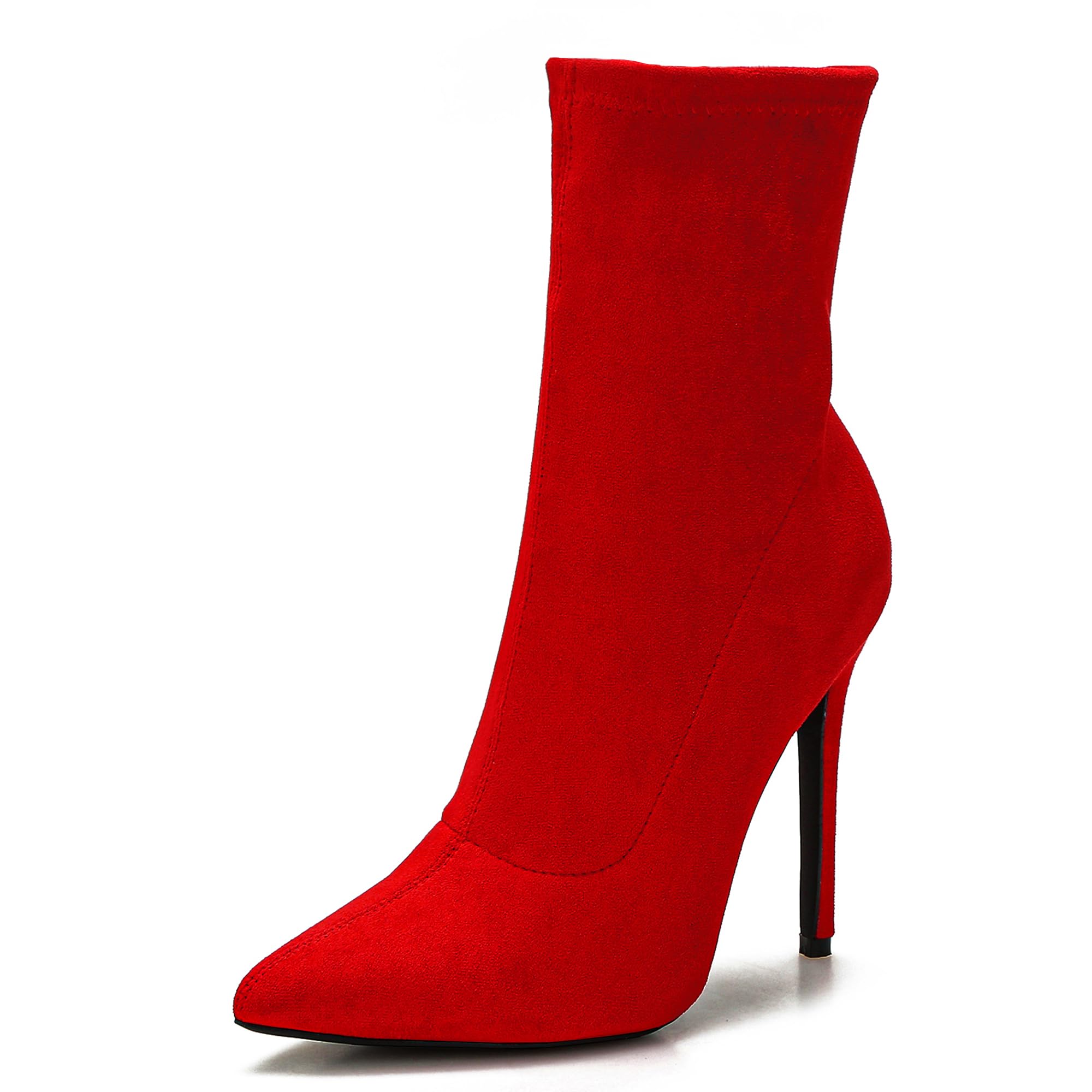 CAMSSOO Women's Pointed Toe Stiletto Heel Ankle Boots