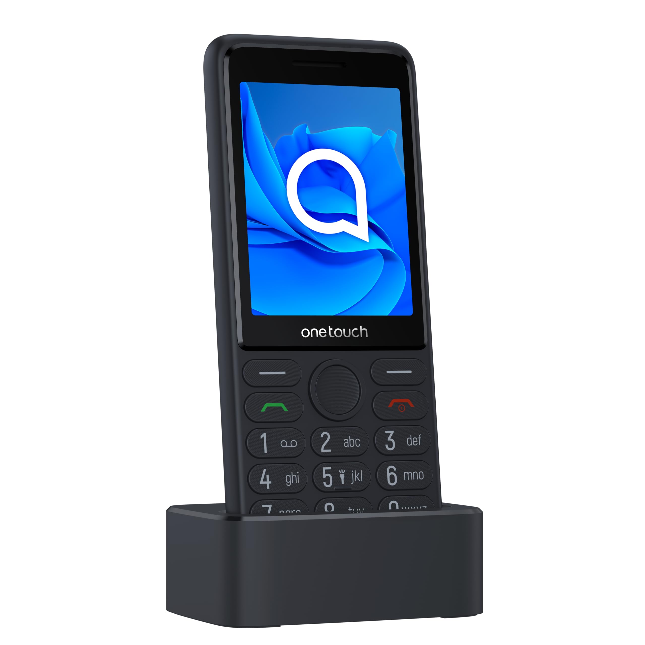 TCL Onetouch 4022s Ekran 2.8" Łatwy w użyciu telefon komórkowy, duże klawisze, dla osób starszych. Podstawa ładowarki, aparat, Bluetooth, latarka, przycisk SOS, rejestrator, szary [Wersja ES/PT]