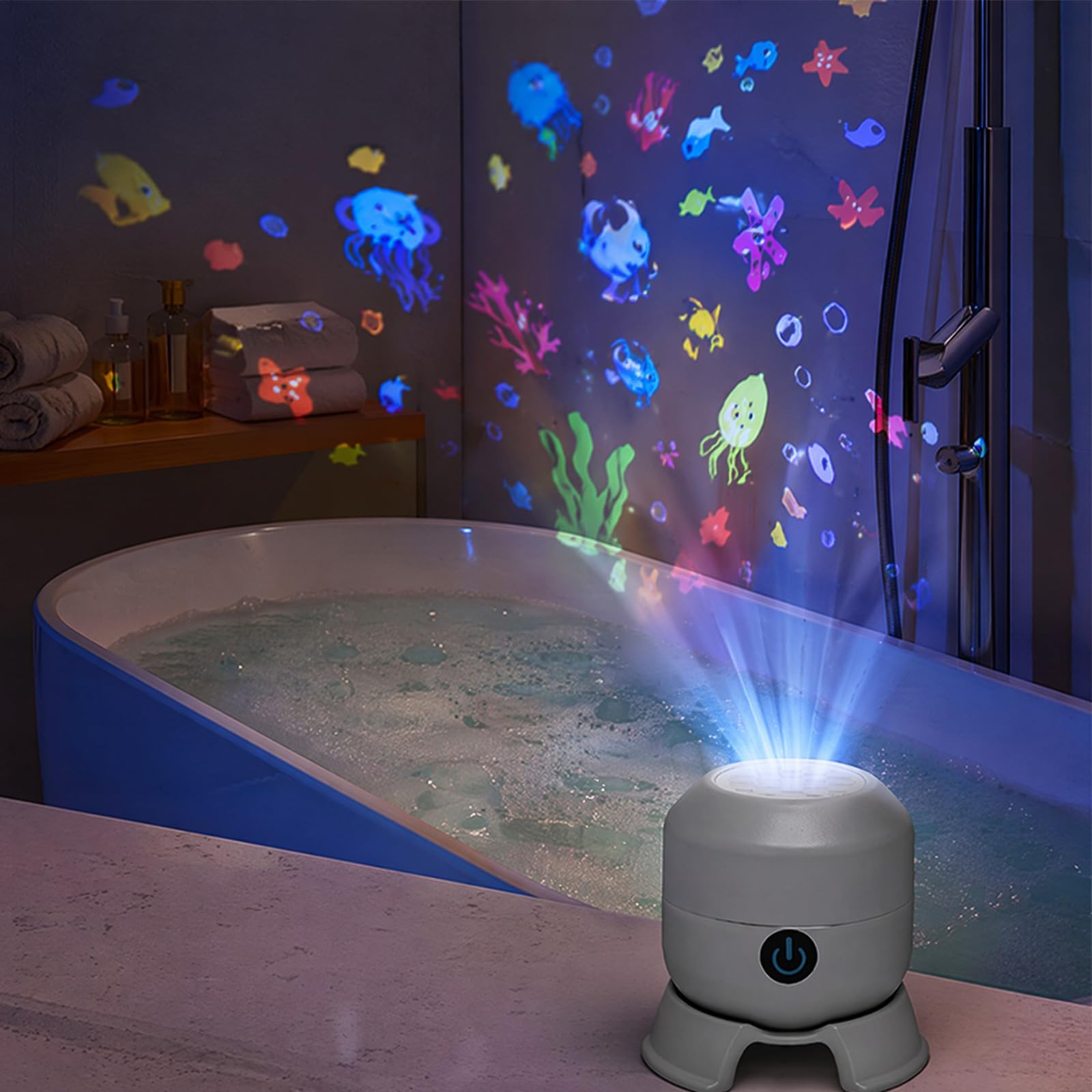 Dynamic Rotating LED Ocean Projector Light, 360° Ocean Wave Night Light