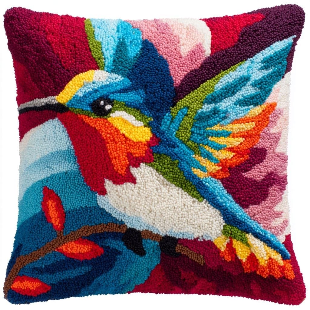 WallustrioaW Latch Hook Pillowcase Embroidery Kit,Animals Birds