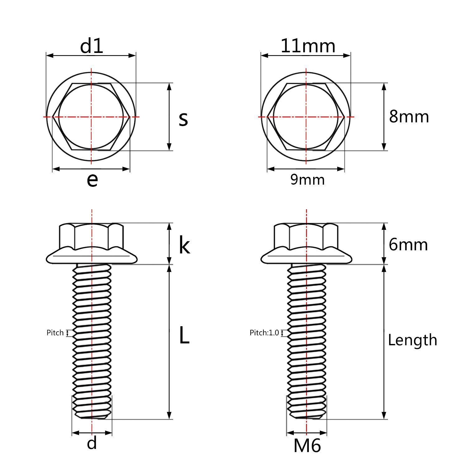 Titanium Flange Hex Head Bolt M8 15 20 25 30 35 40 45 50 55 60mm Screws Pack of 4 (M8x15mm, Burnt Blue) M8x15mm Burnt Blue