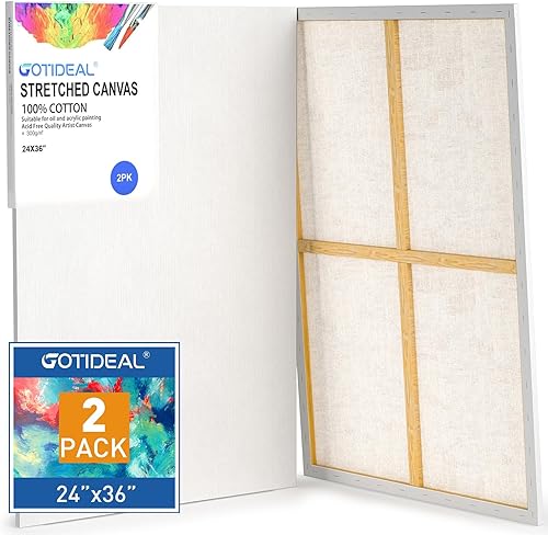 Miniatura 8 de GOTIDEAL Lienzos estirados para pintura, 16 x 16 pulgadas, juego de 7, blanco imprimado, 100% algodón, lienzos cuadrados de arte en blanco para