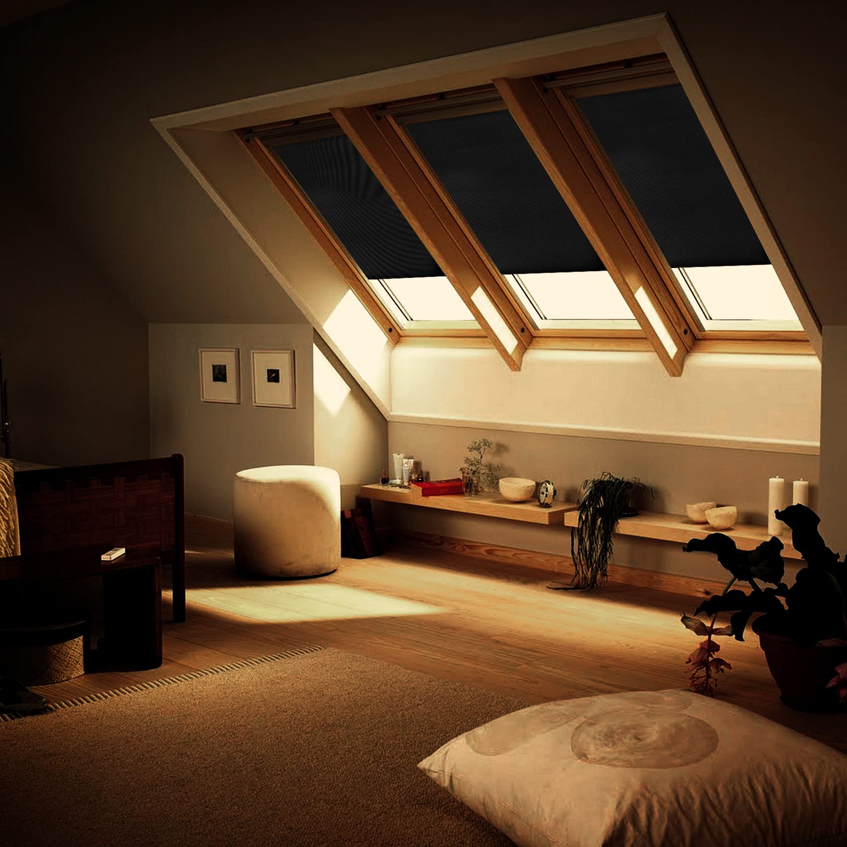 Tessuto Oscurante per Finestre, 2025 New Tenda Senza Forare da Tetto, Con 20 Adesivi in Nano, Blackout 100% per Ufficio, Studio, Auto - 100 x 145cm, Nero