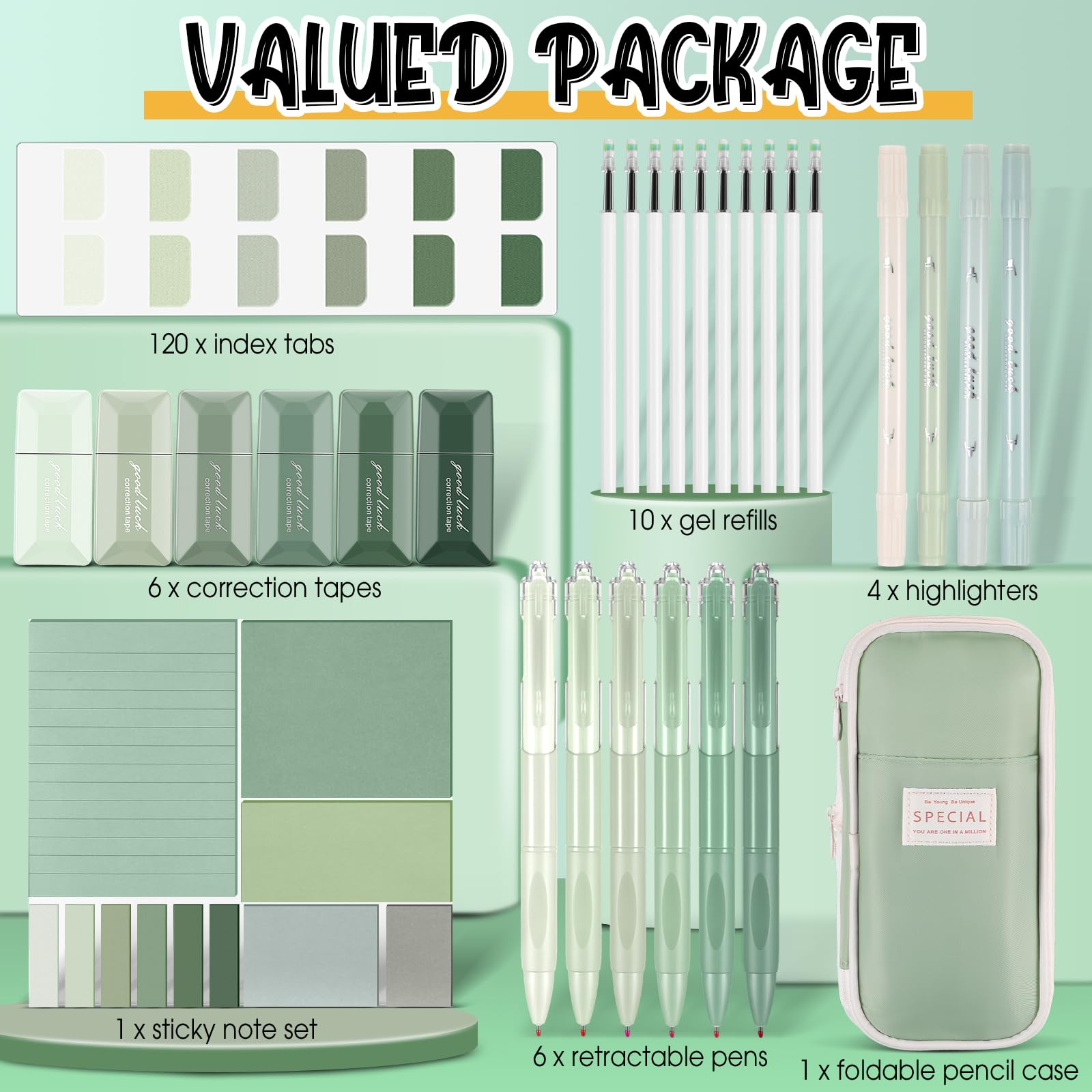 Other | 38 Pcs Aesthetic College School Supplies With Pen Case Sticky Notes Gel Pens Hig