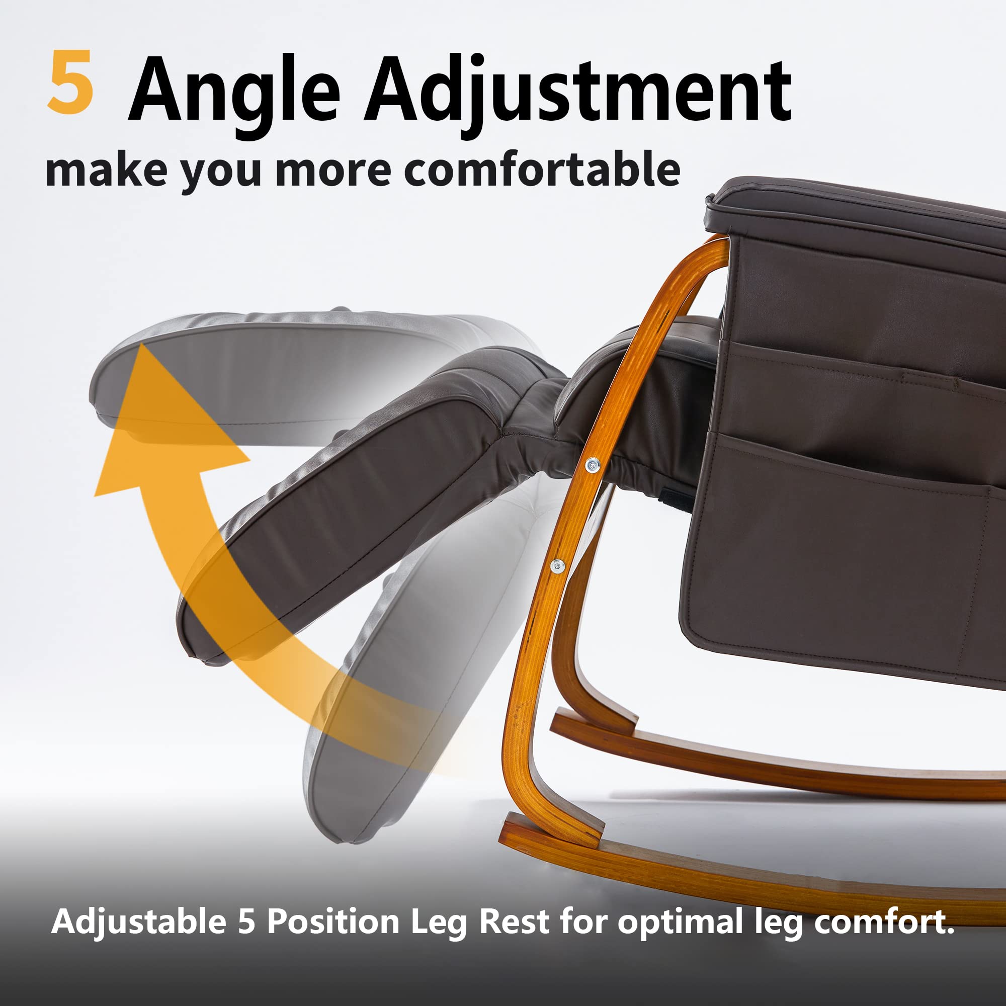 Leiln.z Electric Massage Recliner Chair - Heat & Massage Function, 5 Position Footrest, Rocker Reclining Design, PU Leather Material - Perfect for Relaxation and Comfort at Home (Brown)