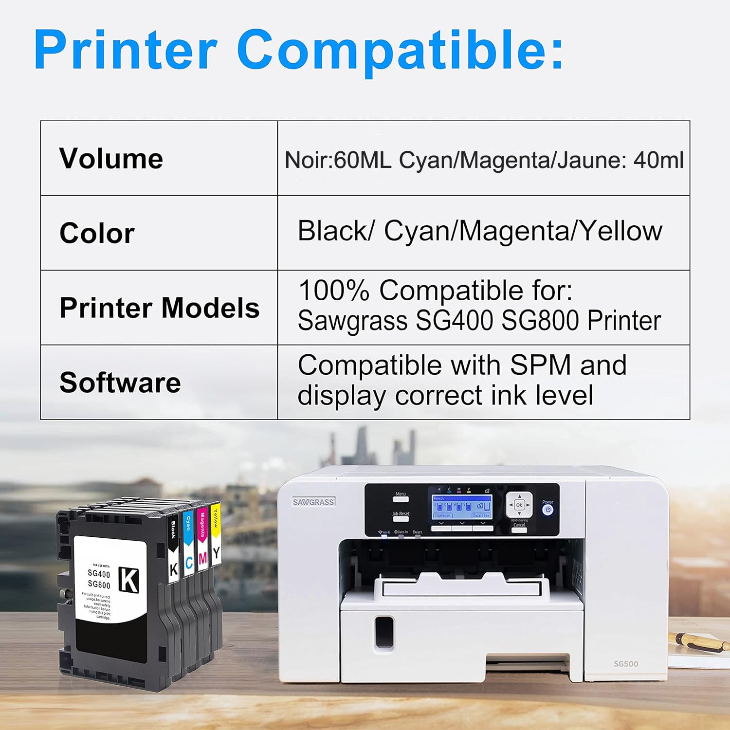 Cartouches d'encre de sublimation CAIDI compatibles pour Sawgrass Virtuoso SG400 SG800 Ricoh Aficio SG3100 SG3110 SG7100 (Jaune)