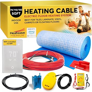 64-120 Sqft Heatwave Premium Floor Heating Cable & Membrane System