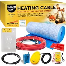 Premium Radiant 64-120 Sqft Floor Heating Cable & Membrane 8 Amps, 960 Watts, 120V Heated Floor System Membrane, Electric Heat Cable, Heated Flooring System for Tile, WiFi LED App Thermostat