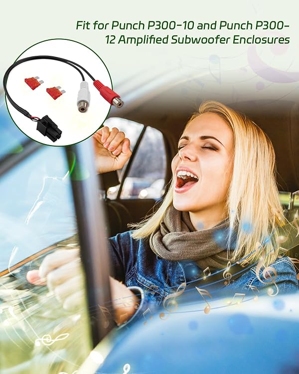 LANDSIN Signal Input Harness Fit for Punch P300-10 and Punch P300-12 Enclosure Amplified Subwoofer Enclosures for Any Car Interior Replace 1560-57865-01 with 2*Fuses by LANDSIN - Used condition - Image 5