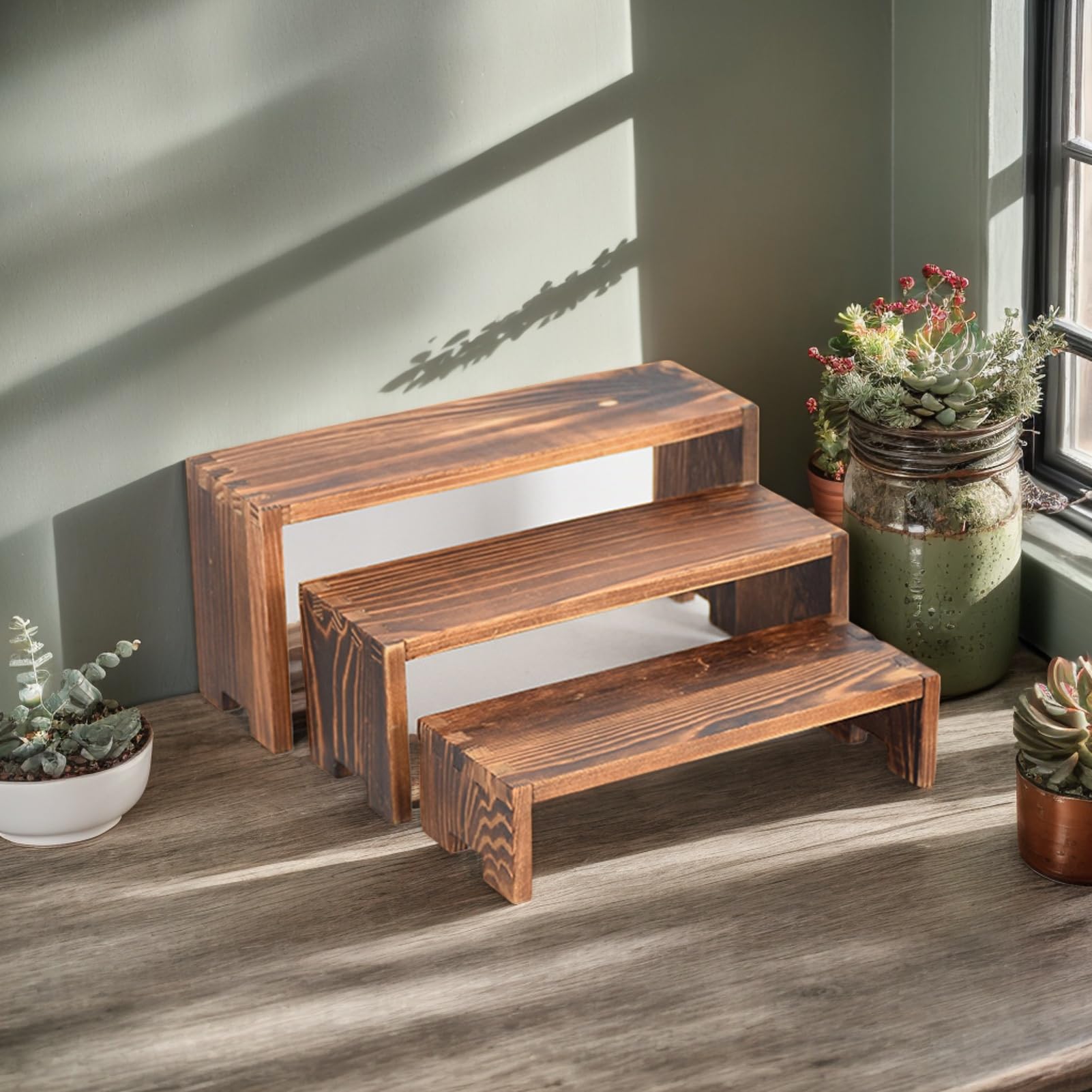 Rehausseurs en Bois pour présentation sur Table, Base pour Desserts et gâteaux en Bois | Structure empilable pour Desserts, Figurines, Bijoux et présentoirs Alimentaires