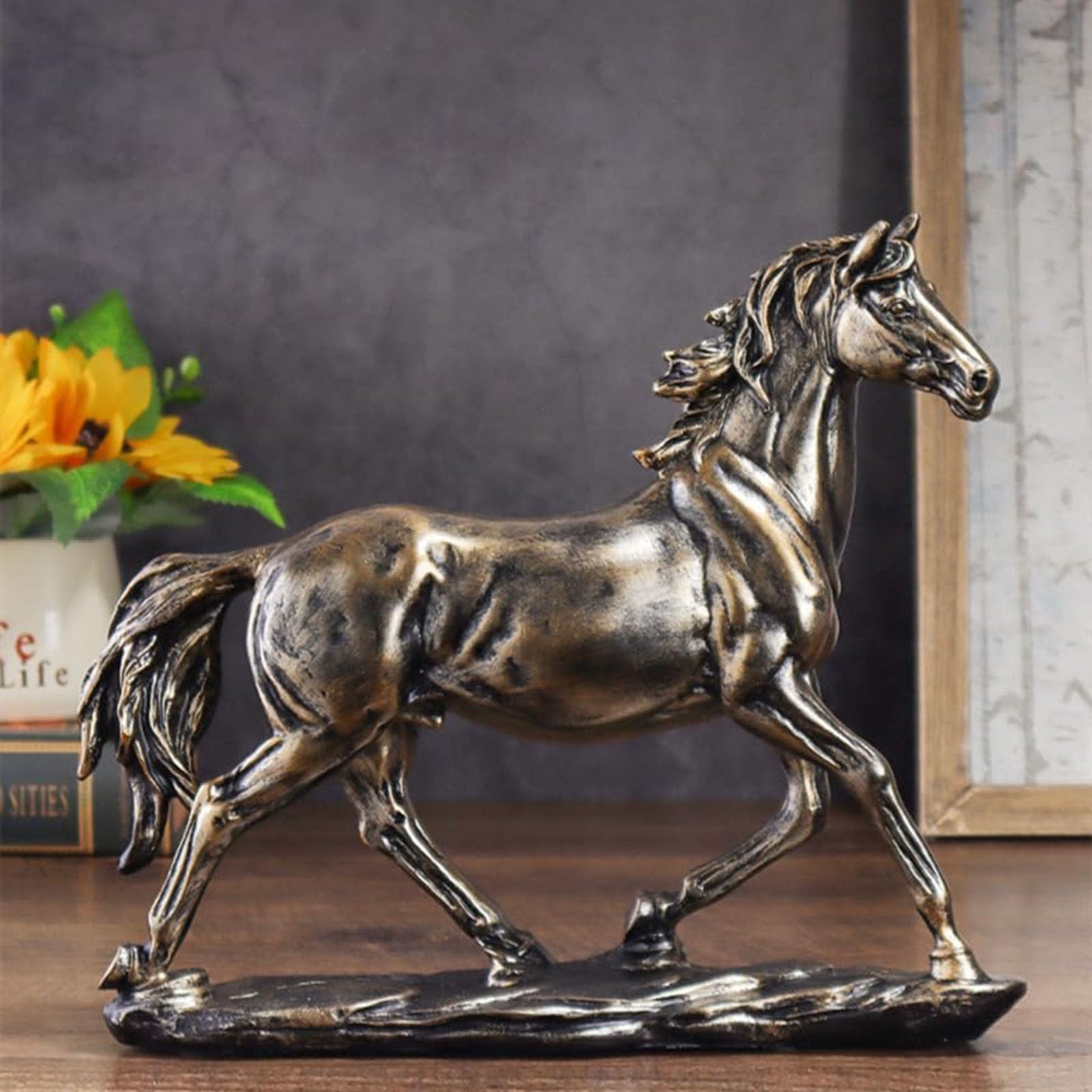 Serre-Livres Tête De Cheval En Résine - Déco Bureau Et Maison - Style Bronze - Stable Et Portable