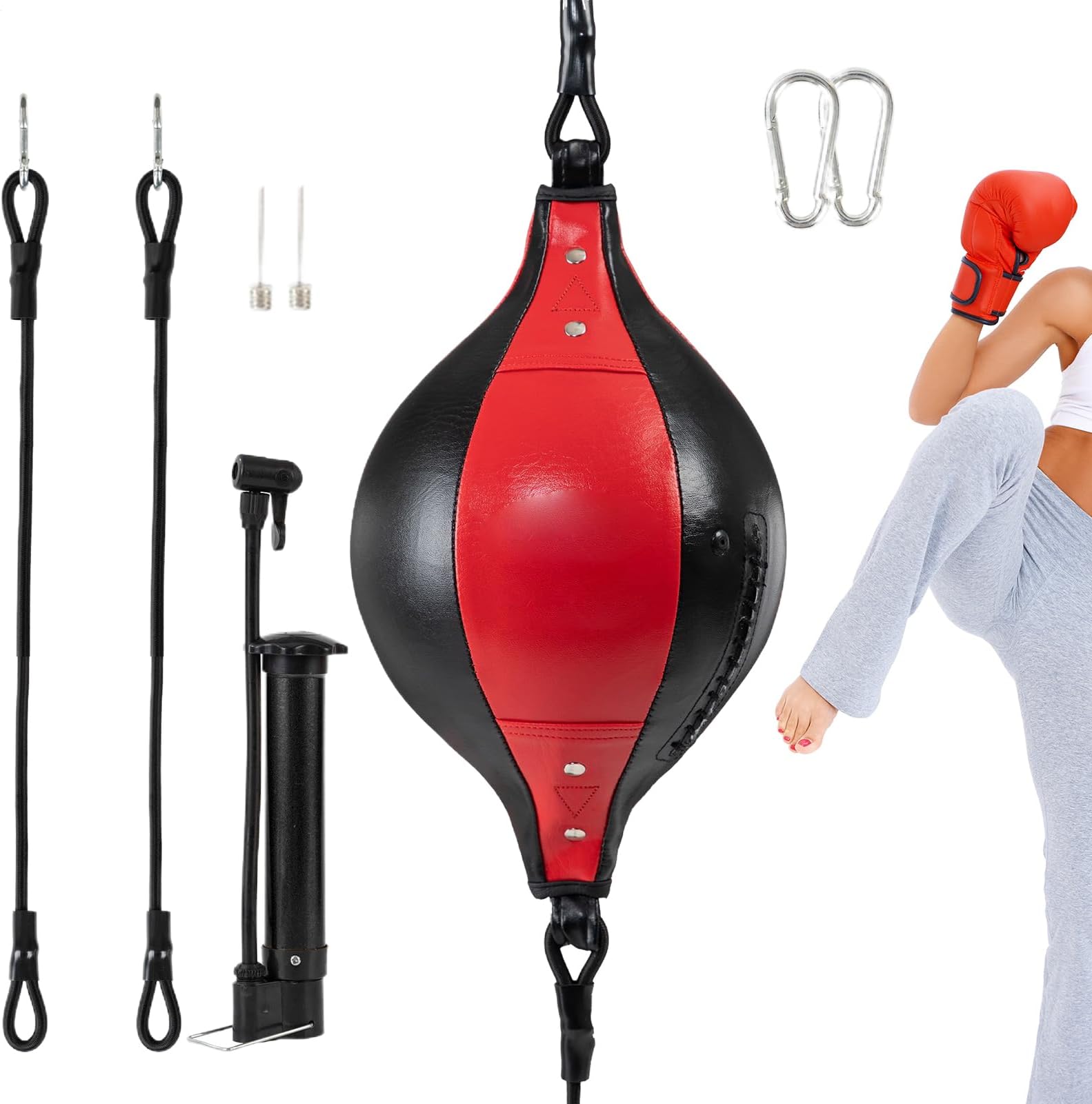 Boxing Speed Bag | Punching Training Ball | Elastic PU Leather Double End Punching Bag for Gym Fitness Coordination Core Training Exercise Workout