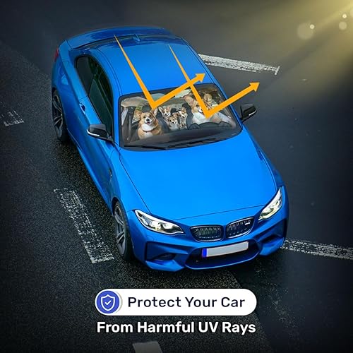 Miniatura 4 de Lindo parasol para parabrisas de la familia de perros Corgi divertido para automóvil, SUV, camión (55 x 30 pulgadas), parasol para ventanas